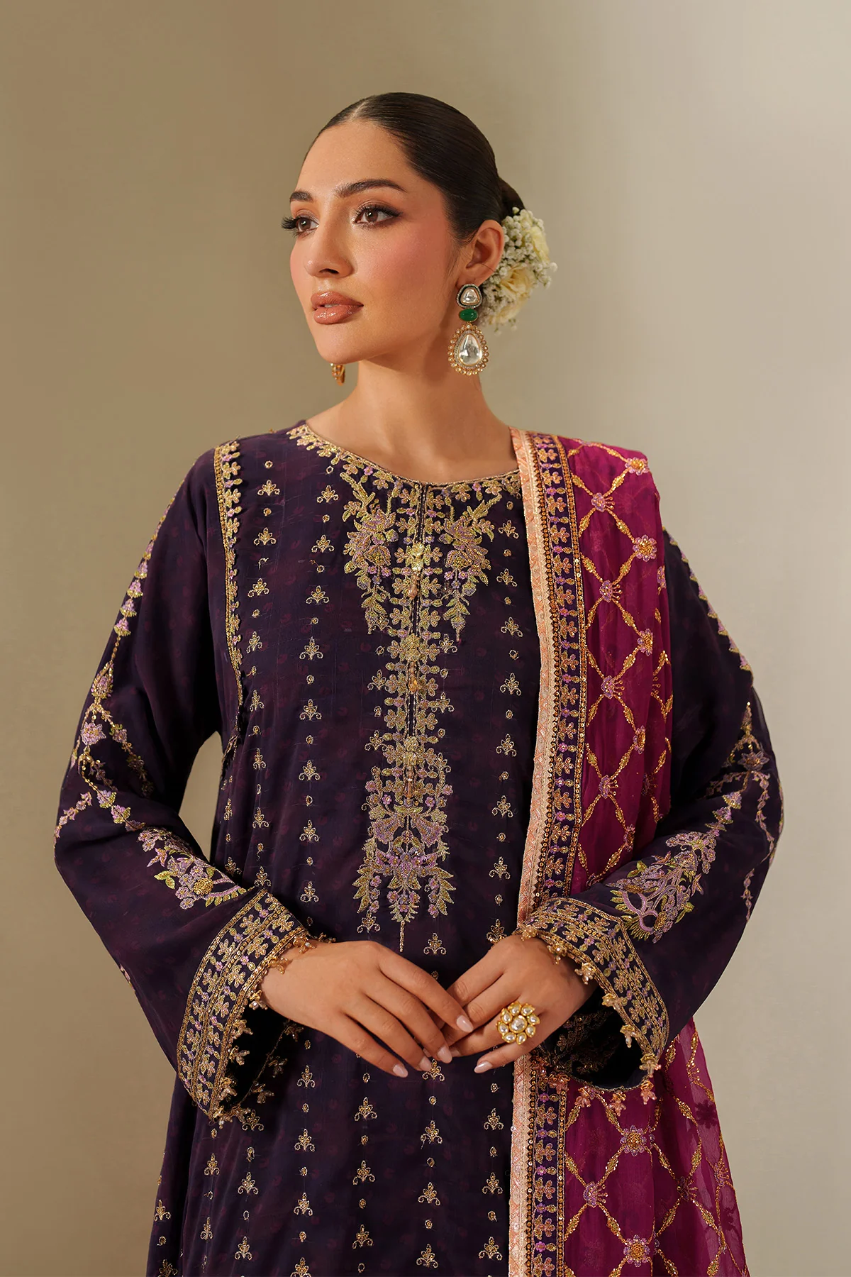 Alizeh Fleur Embroidered Printed Chiffon || AF-CH-2196-Reya - Image 3
