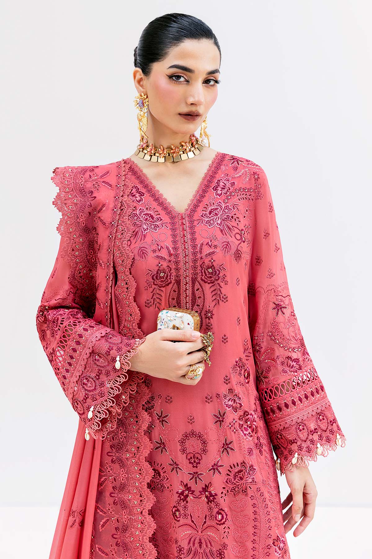 Imrozia Luxe Serene Georgette 3Pc Suit || S-1092 SALMON - Image 2