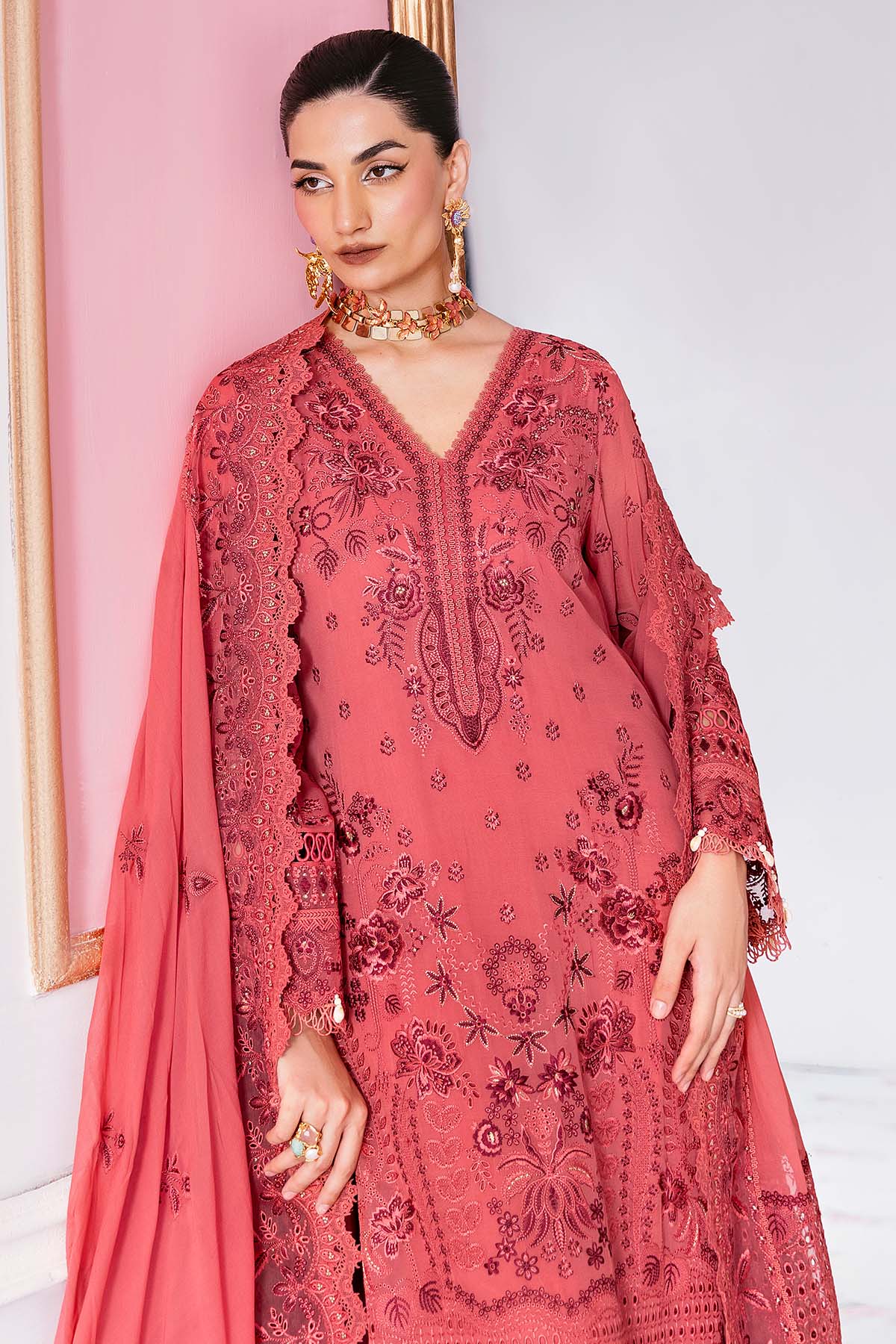 Imrozia Luxe Serene Georgette 3Pc Suit || S-1092 SALMON - Image 4