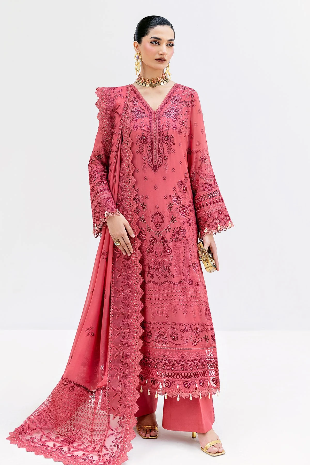 Imrozia Luxe Serene Georgette 3Pc Suit || S-1092 SALMON