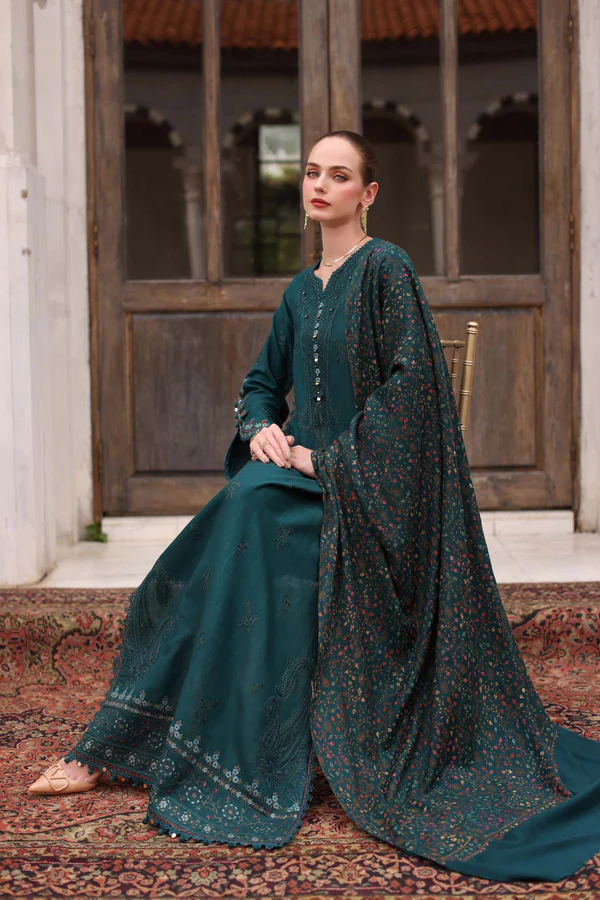 Noor Winter Pashmina Shawls’25 | Saadi Aasad || Teal Empress - Image 4