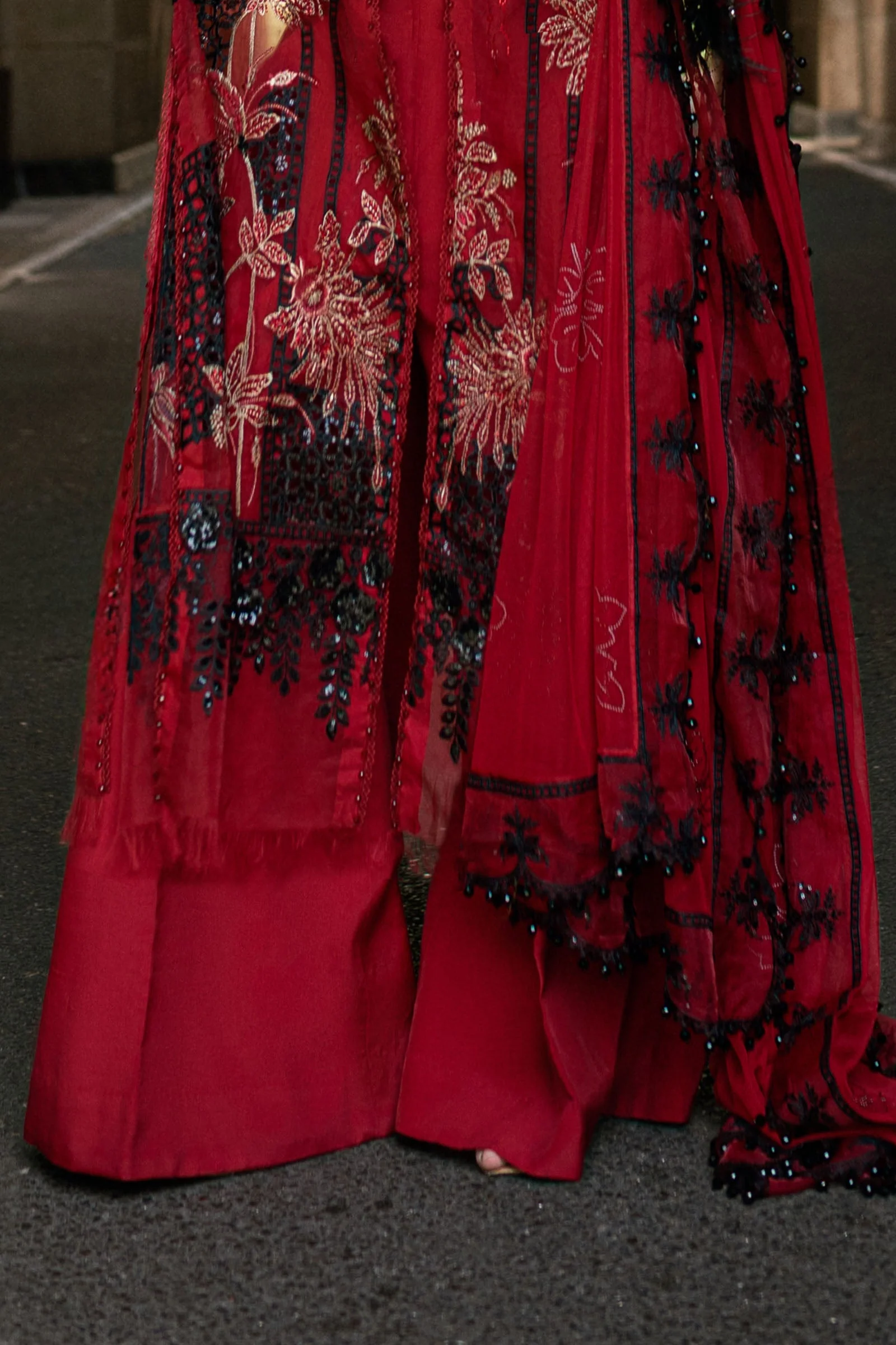 MARIA B Soiree Unstitched Embroidered Organza Suit WF-09-06-Red - Image 2