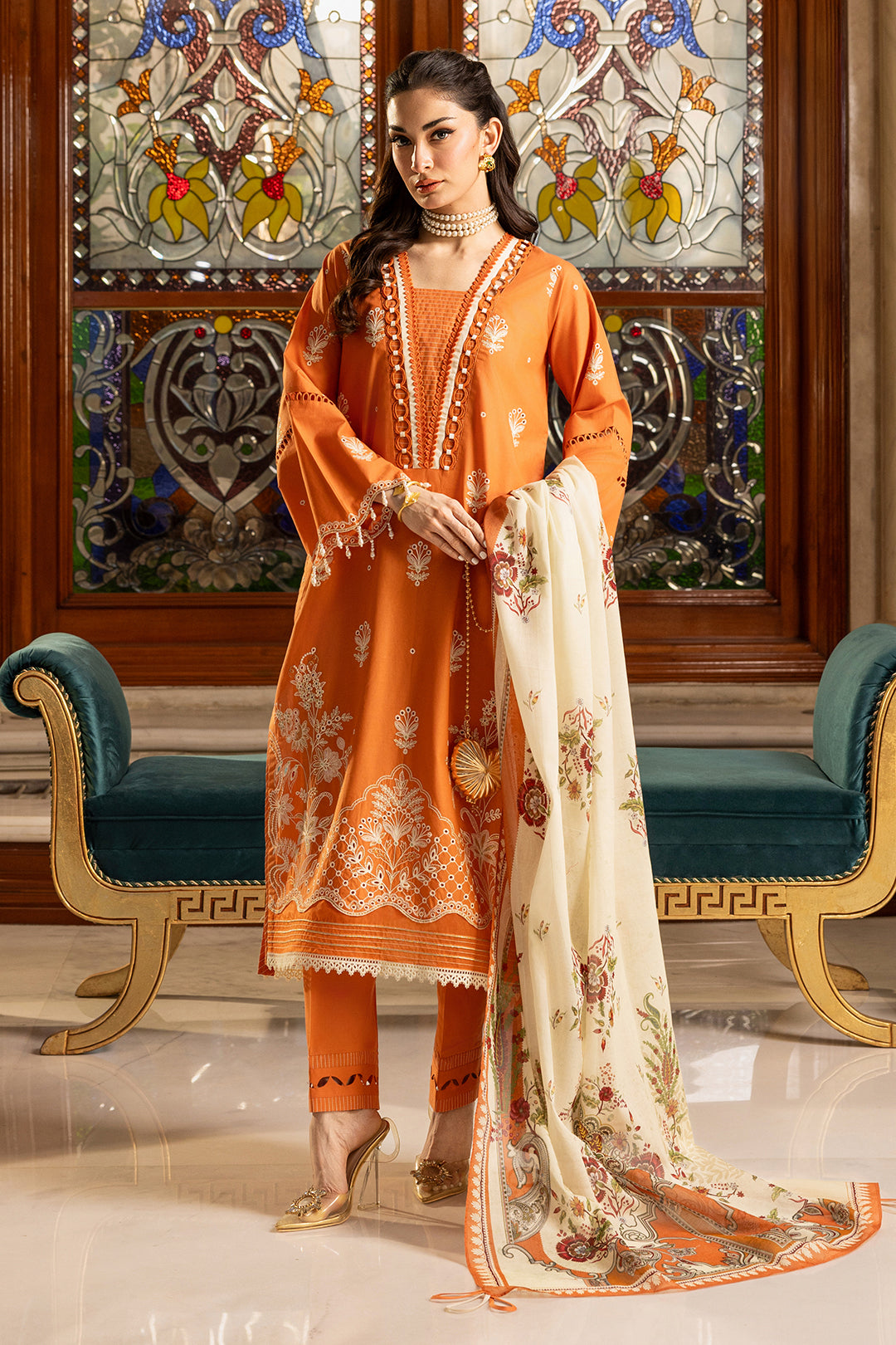 Embroidered Shirt Shalwar Dupatta - 4002 - Image 3
