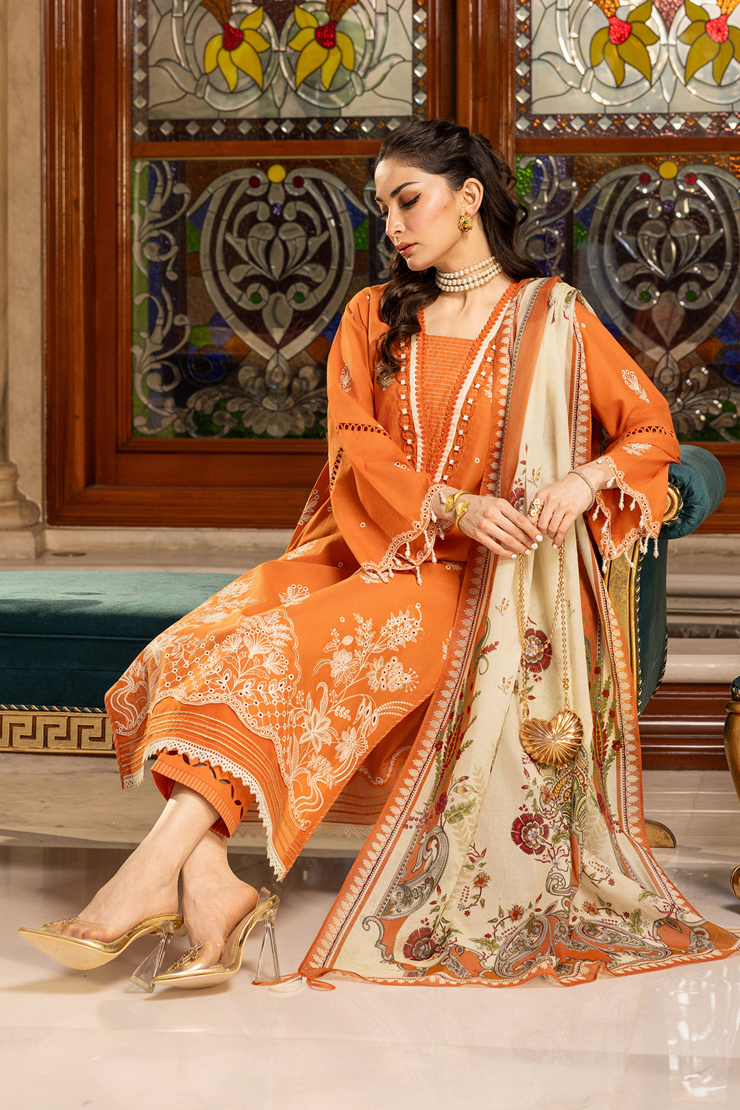 Embroidered Shirt Shalwar Dupatta - 4002 - Image 4