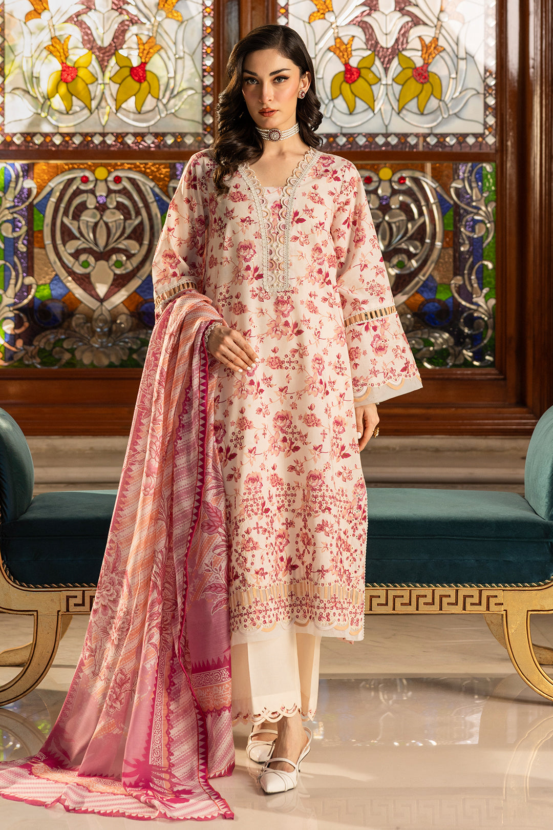 Embroidered Shirt Shalwar Dupatta - 4012 - Image 4