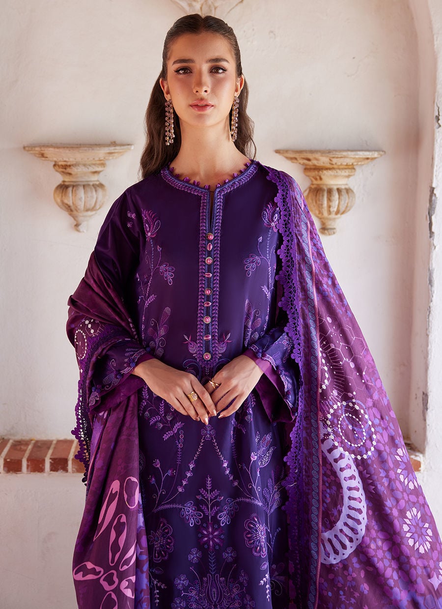 Farah Talib Aziz Luxury Lawn 2026 | Vicenta Violet - Image 3