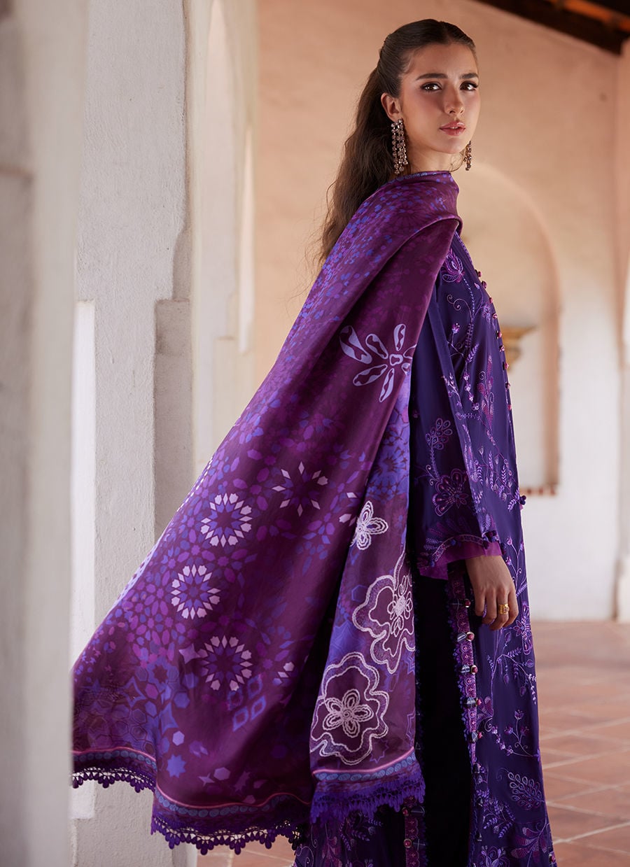 Farah Talib Aziz Luxury Lawn 2026 | Vicenta Violet - Image 4