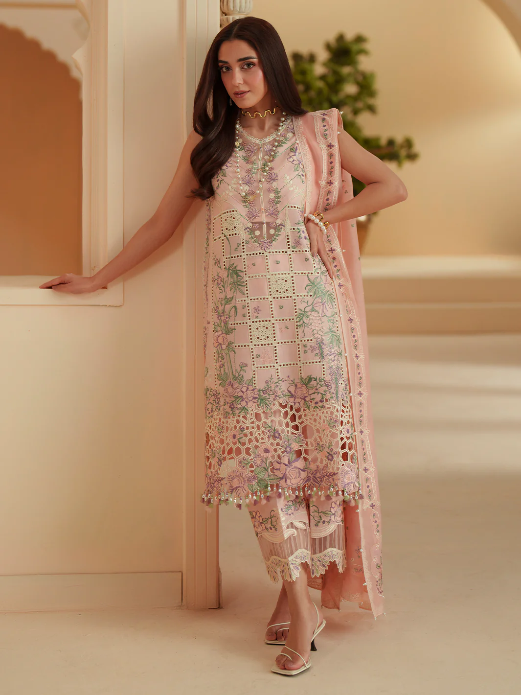 Mashriq Luxury Lawn 2026 by Bin Ilyas || D-111-B