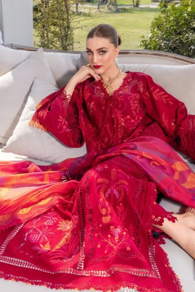 Crimson Flow Luxury Lawn – BEAUTY IN BLOOM - D3A