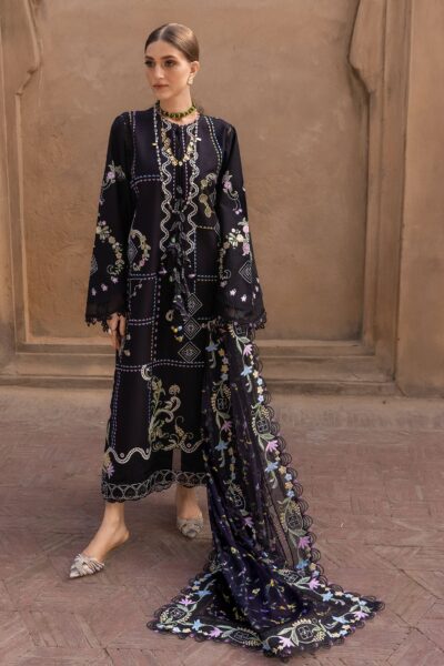 Crimson Flow Luxury Lawn – FLORAL SERENITY - D1A