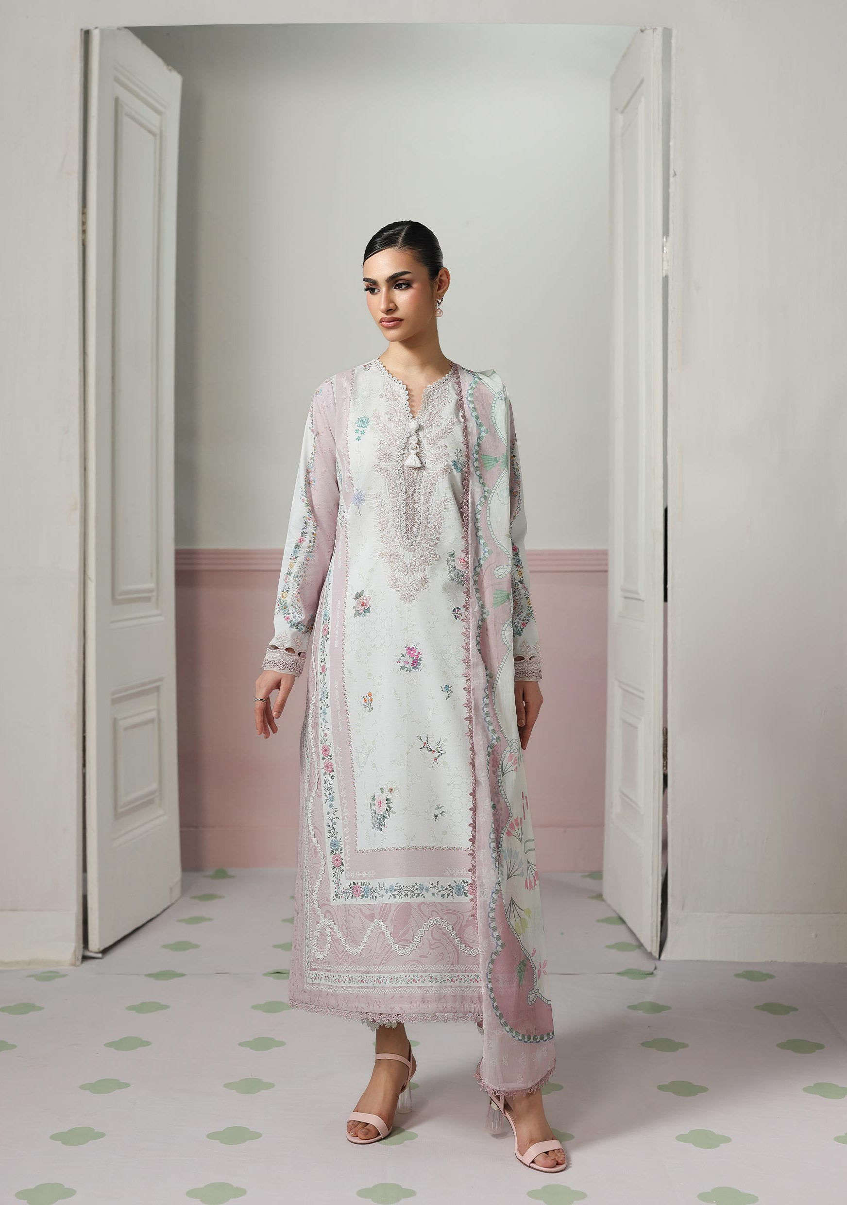 Qalamkar Qalamkar QPrints Embroidered Lawn Unstitched 3Pc Suit QQP-05A Minal
