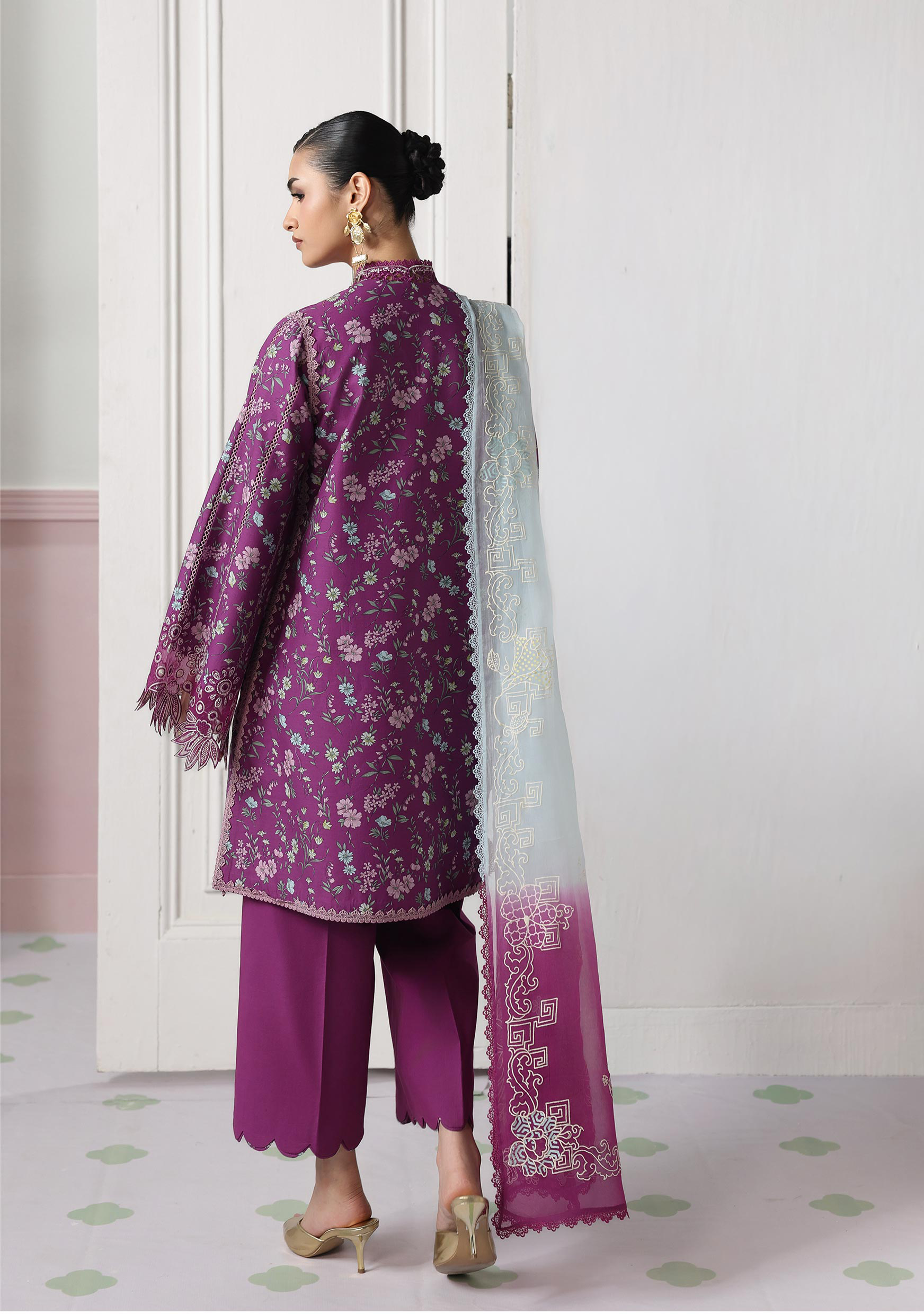 Qalamkar Qalamkar QPrints Embroidered Lawn Unstitched 3Pc Suit QQP-09A Brise - Image 2