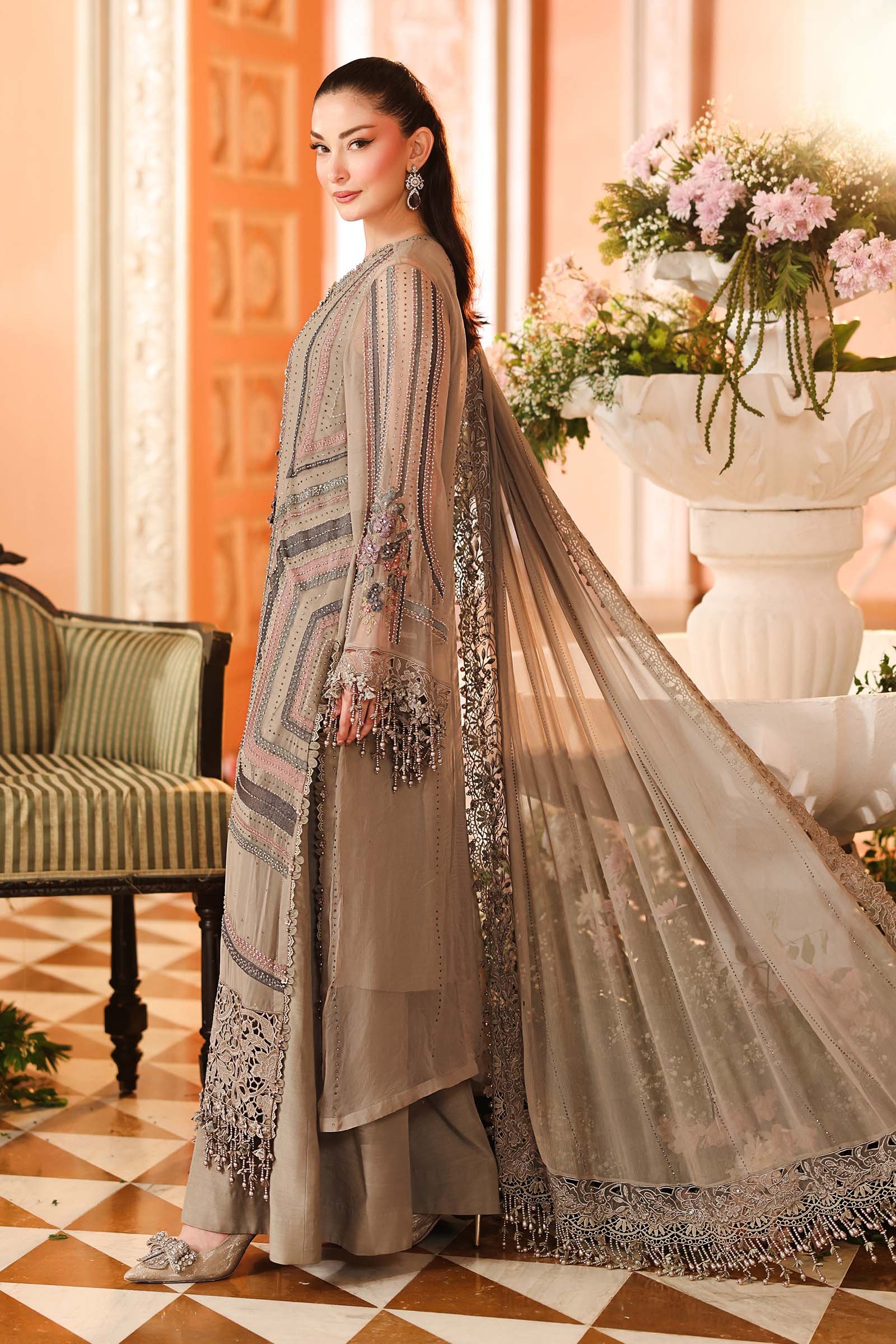 3 Piece Embroidered Chiffon Suit - Image 3