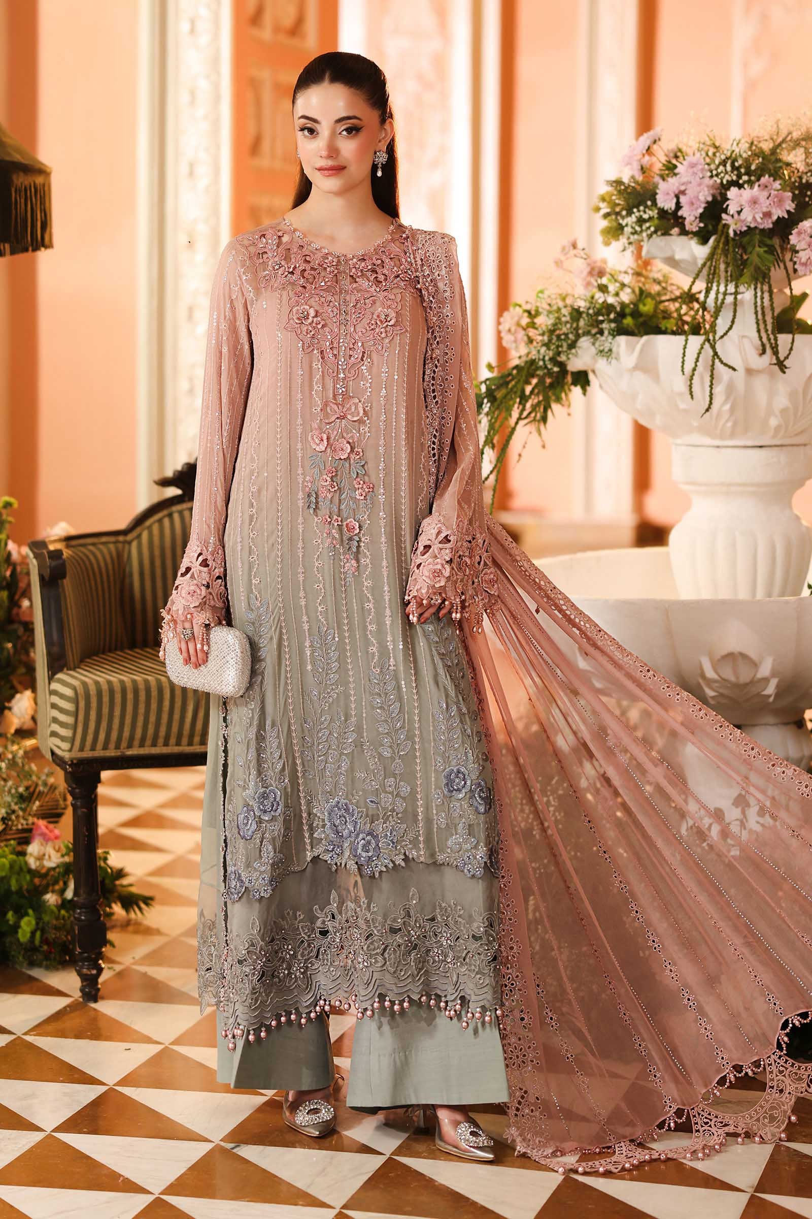 3 Piece Embroidered Chiffon Suit - Image 3