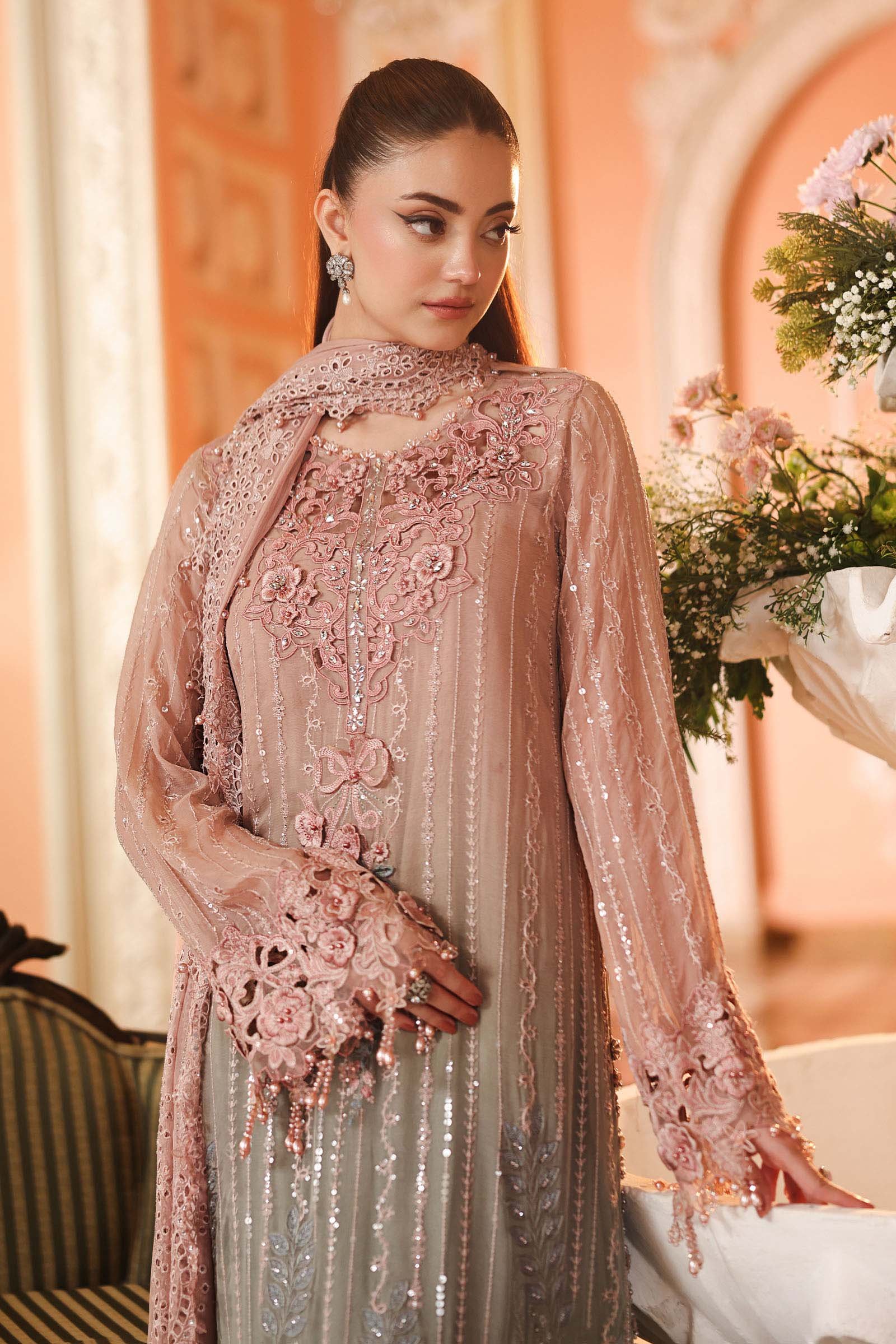 3 Piece Embroidered Chiffon Suit - Image 2