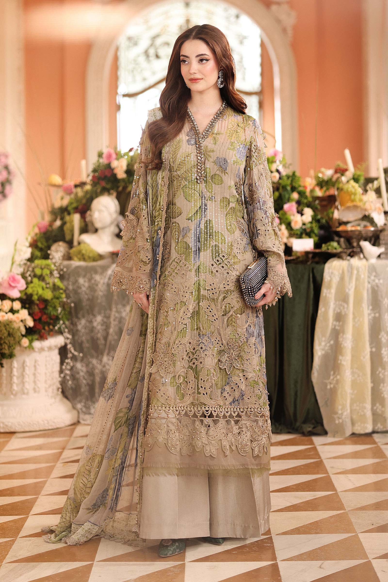 3 Piece Embroidered Chiffon Suit - Image 3