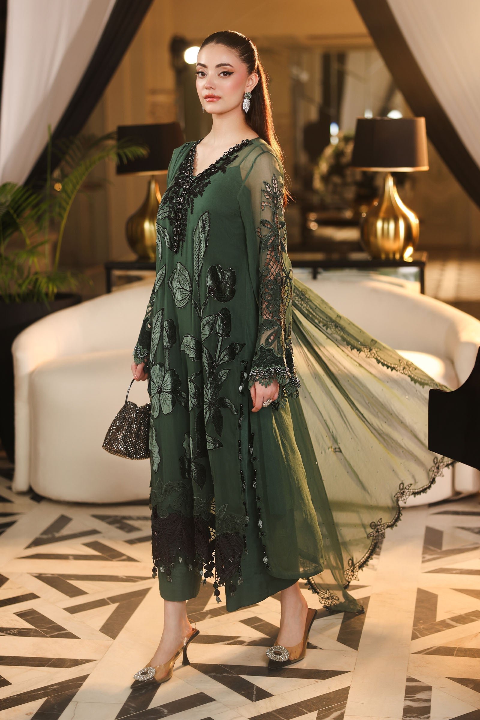 3 Piece Embroidered Chiffon Suit - Image 4