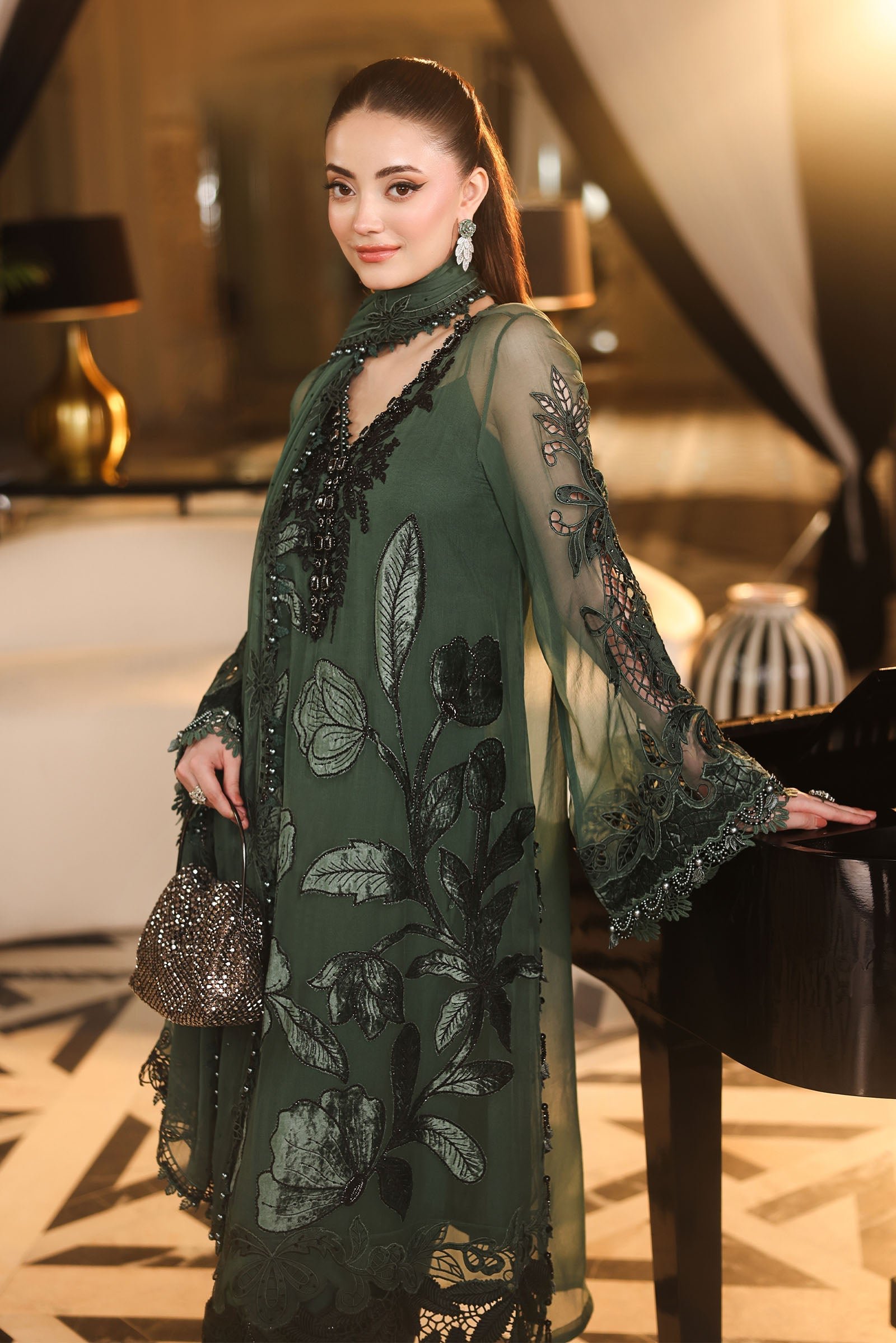 3 Piece Embroidered Chiffon Suit - Image 5