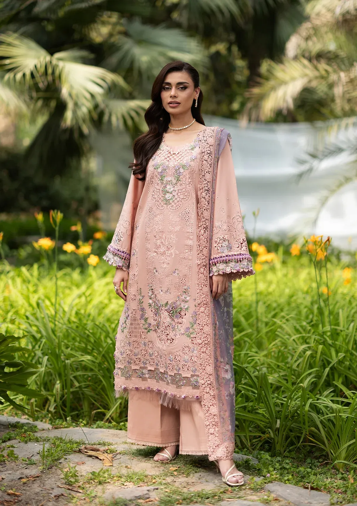 Elaf Luxury Lawn Vol 2 | 2026 || ELQ-6A BLUSHING ROSE - Image 4