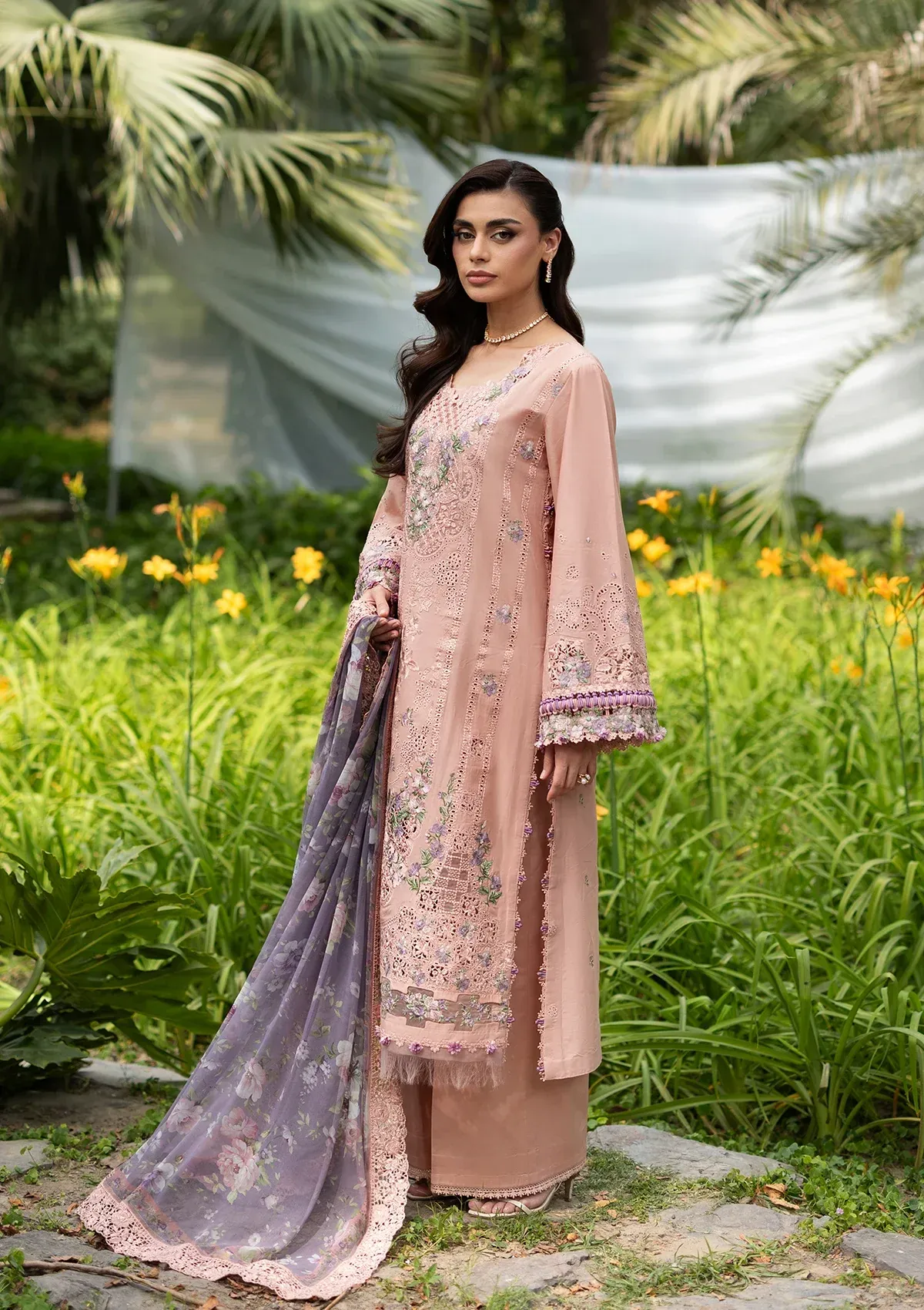 Elaf Luxury Lawn Vol 2 | 2026 || ELQ-6A BLUSHING ROSE - Image 3