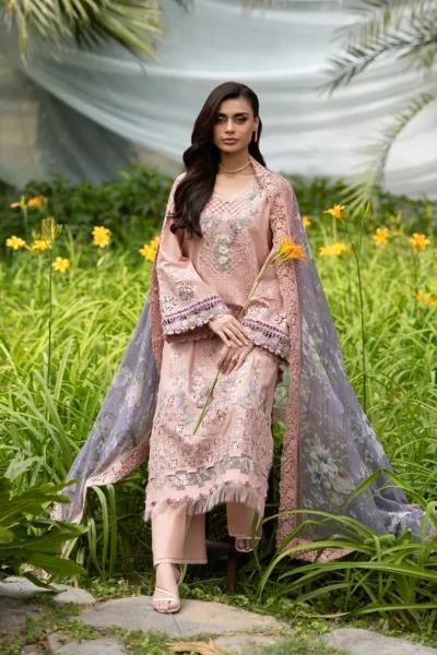 Elaf Luxury Lawn Vol 2 | 2026 || ELQ-6A BLUSHING ROSE