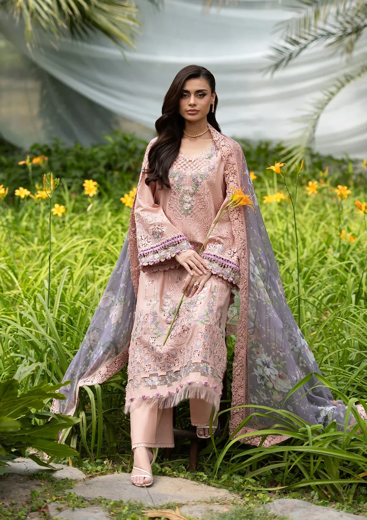 Elaf Luxury Lawn Vol 2 | 2026 || ELQ-6A BLUSHING ROSE - Image 2