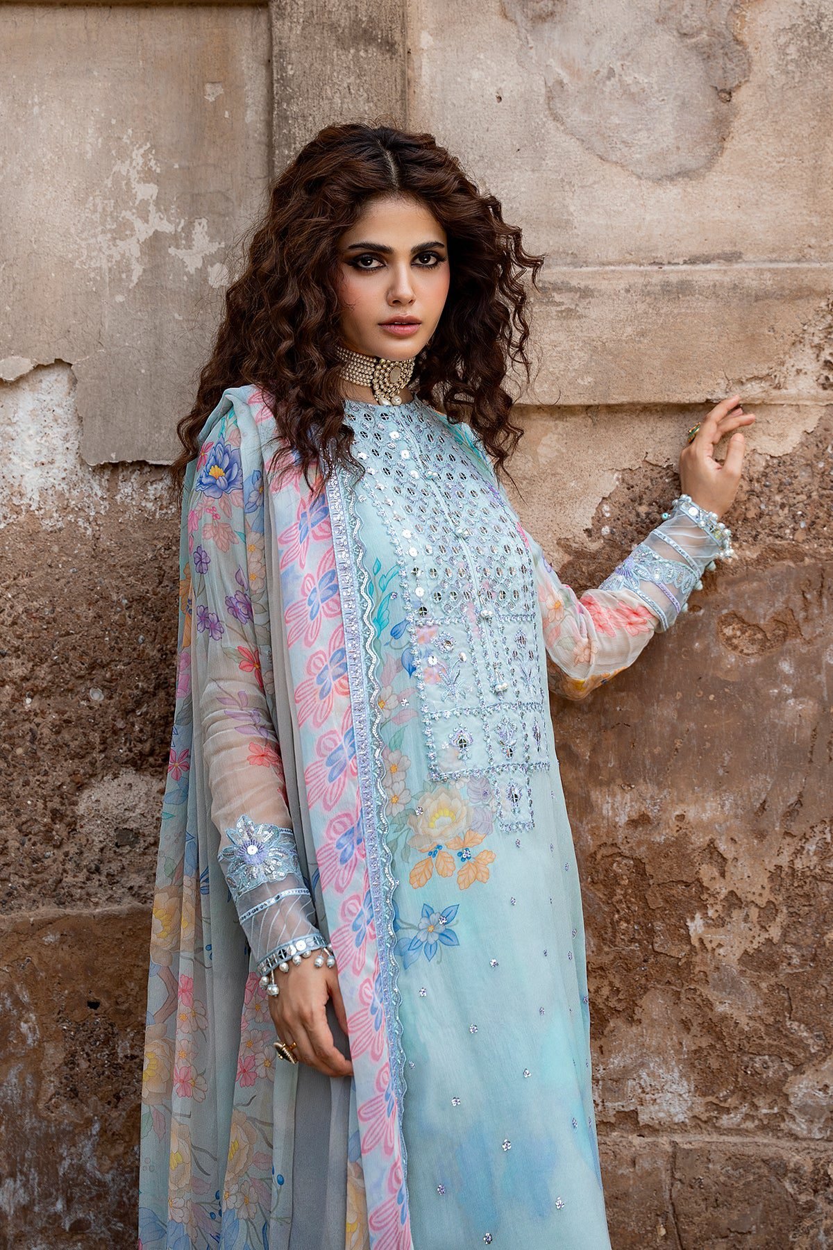 Charizma 3-PC Unstitched Embroidered Chiffon Collection VSLW6-11 - Image 3