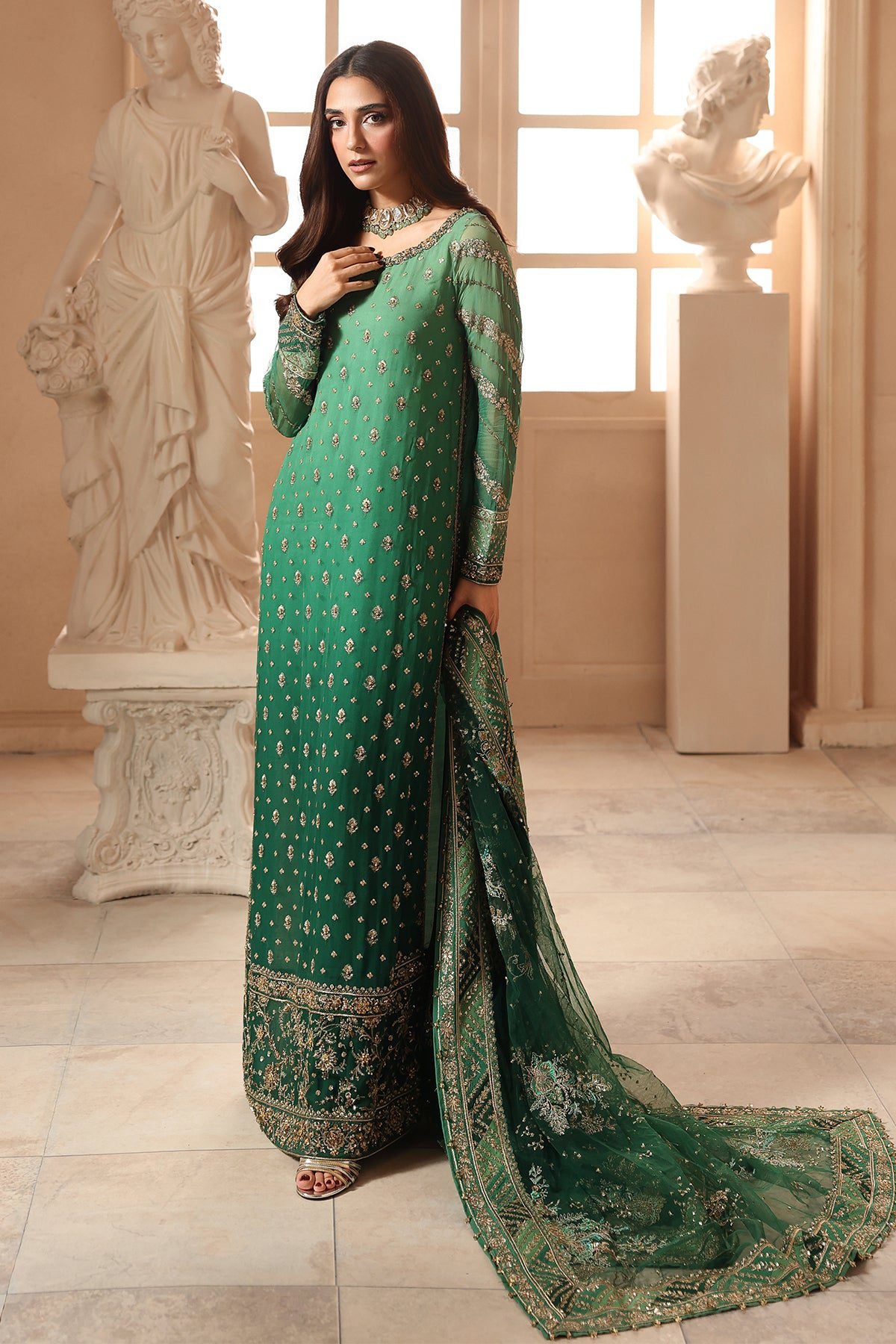 Charizma 3-PC Unstitched Embroidered Luxury Chiffon DJW6-03 - Image 2