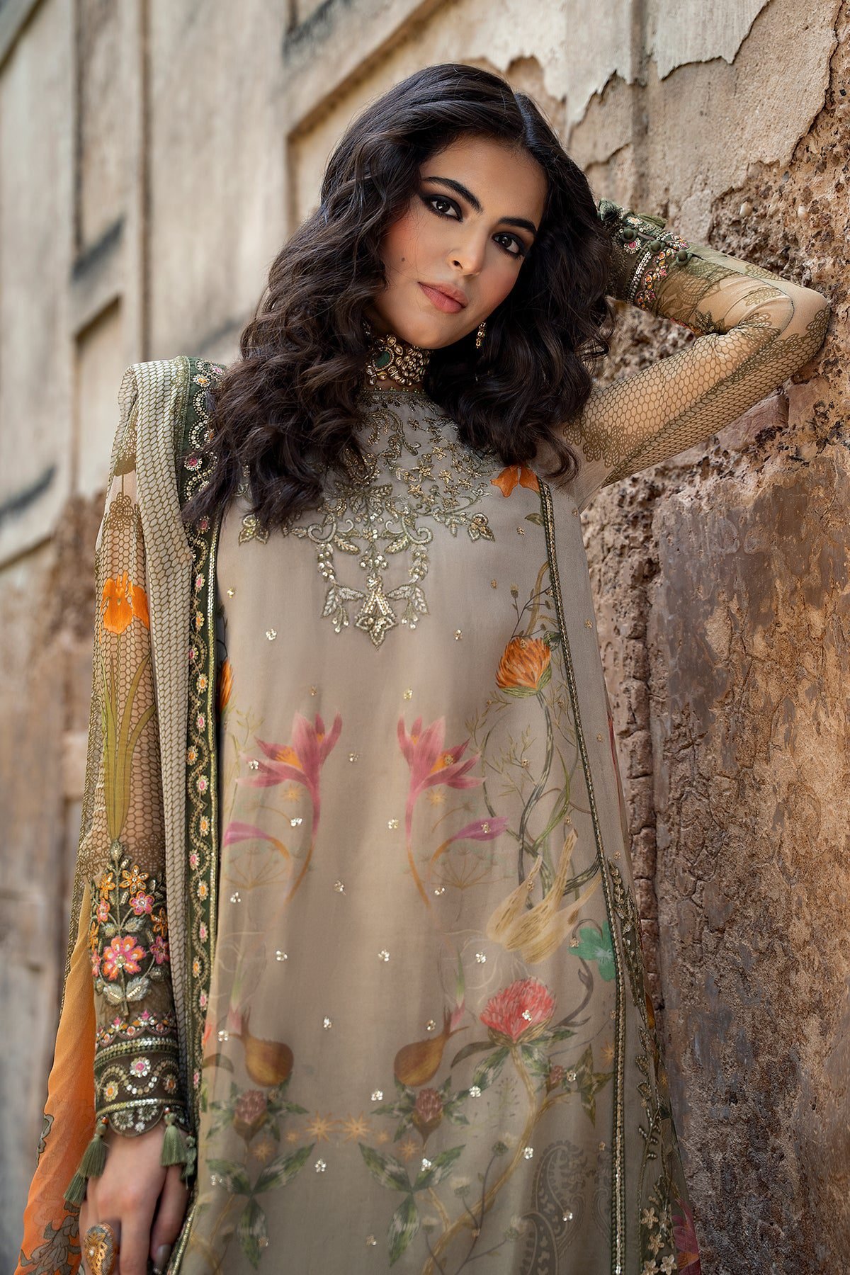 Charizma 3-PC Unstitched Embroidered Chiffon Collection VSLW6-07 - Image 4