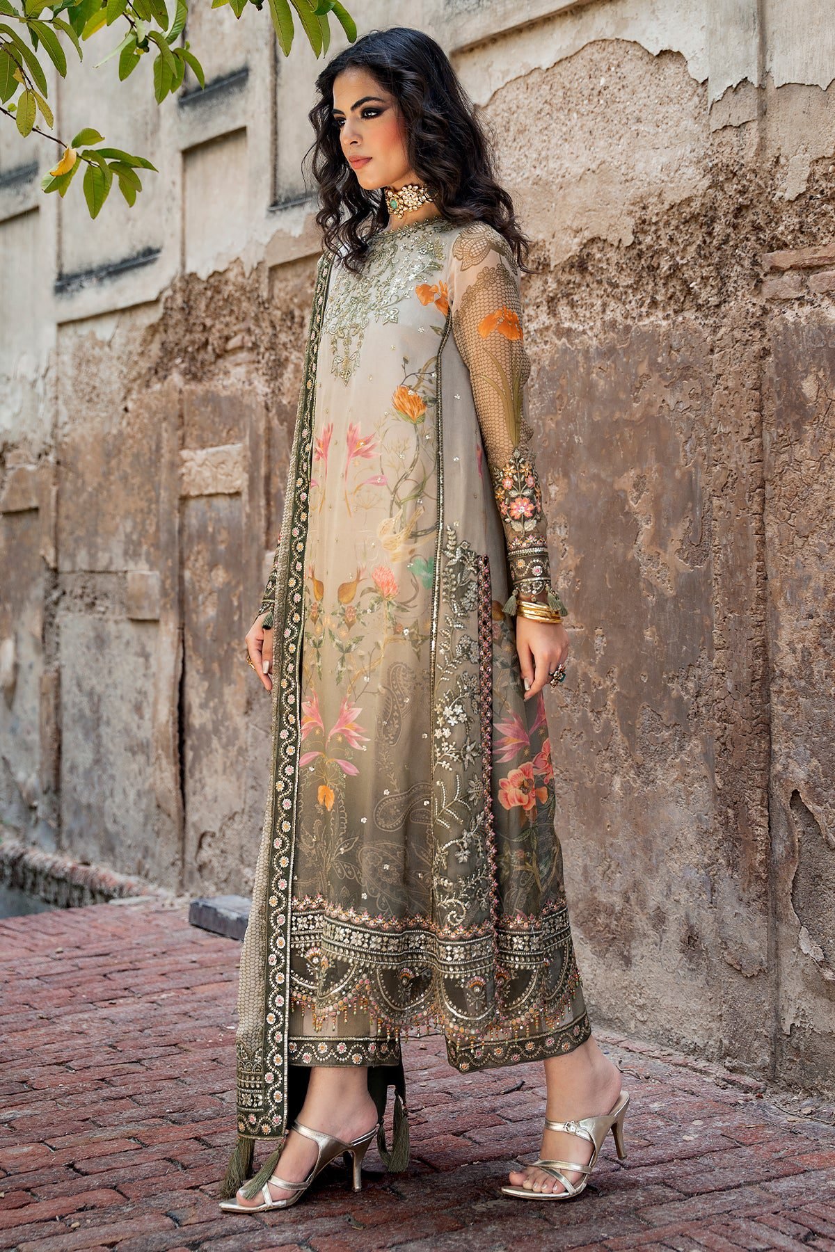 Charizma 3-PC Unstitched Embroidered Chiffon Collection VSLW6-07 - Image 5