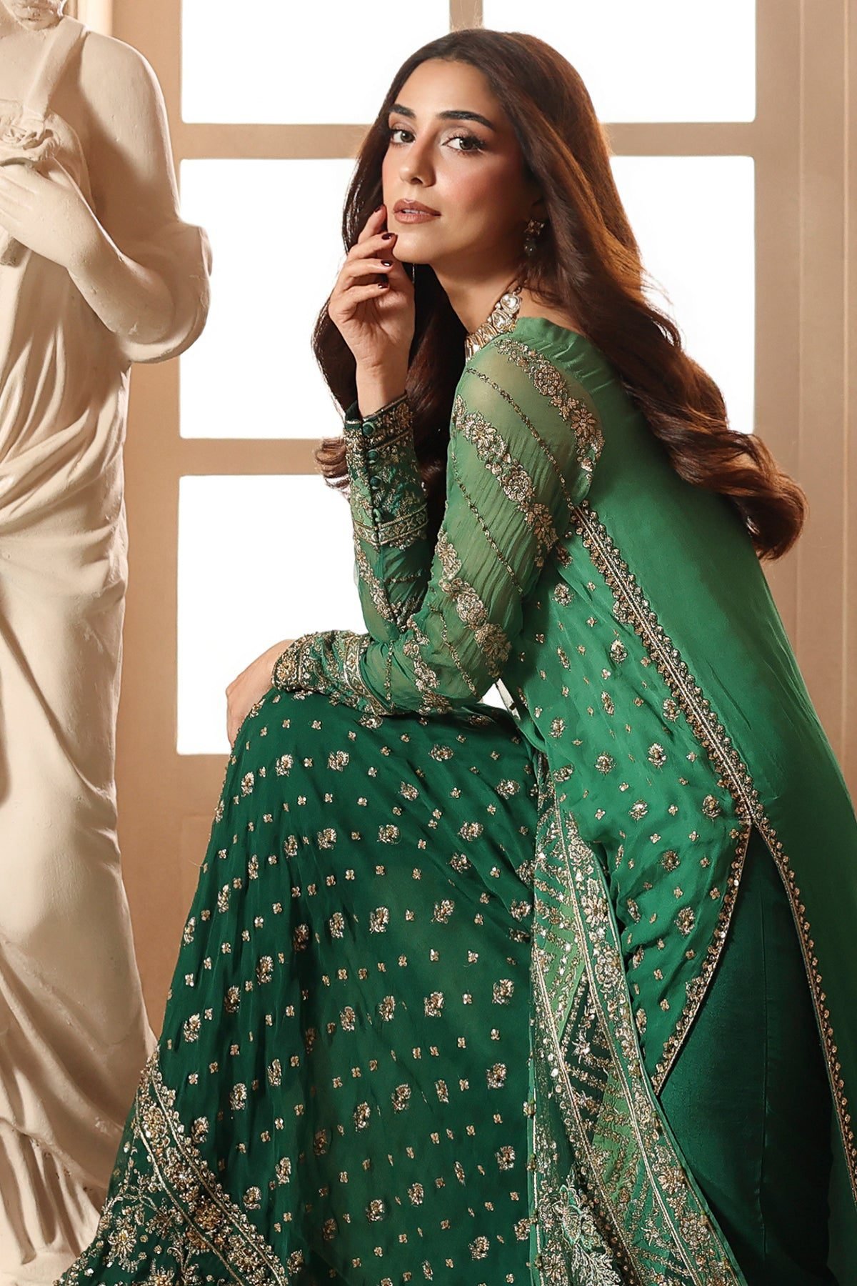 Charizma 3-PC Unstitched Embroidered Luxury Chiffon DJW6-03 - Image 3