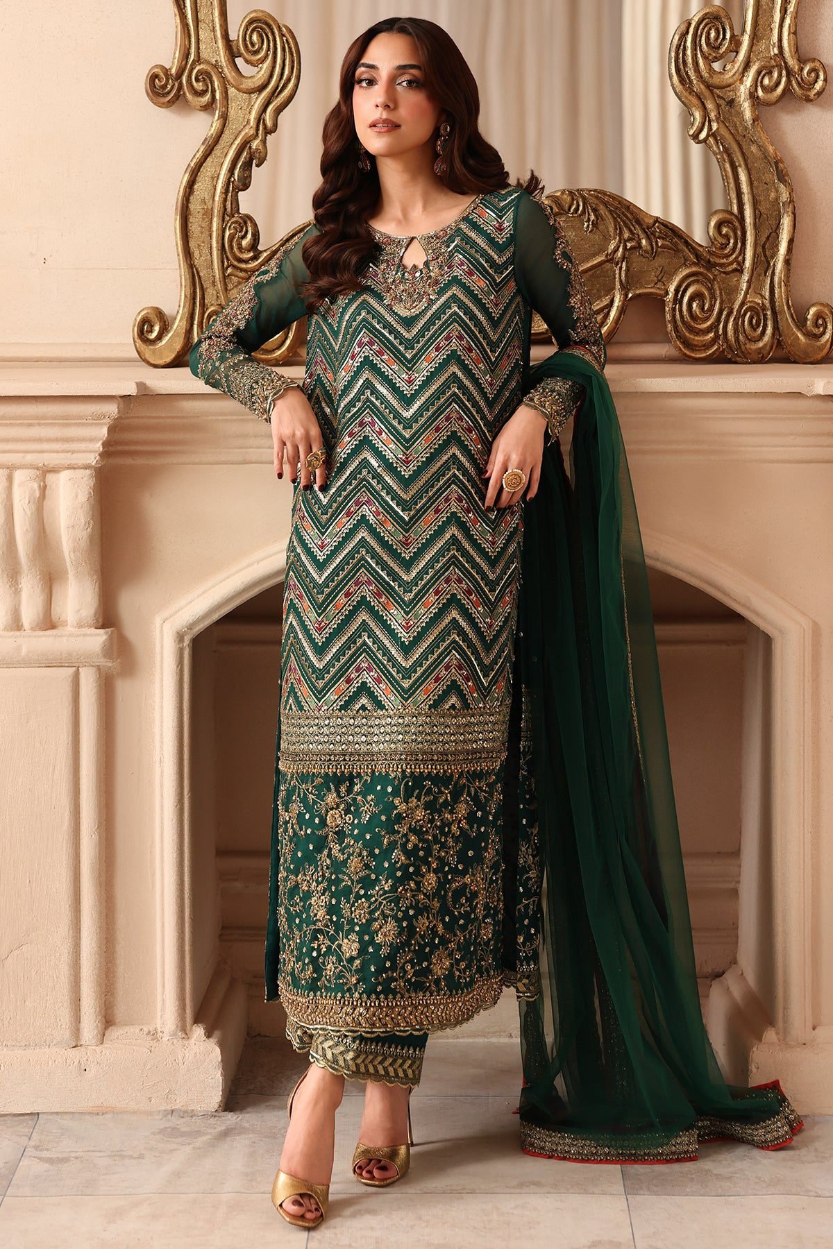 Charizma 3-PC Unstitched Embroidered Luxury Chiffon DJW6-07