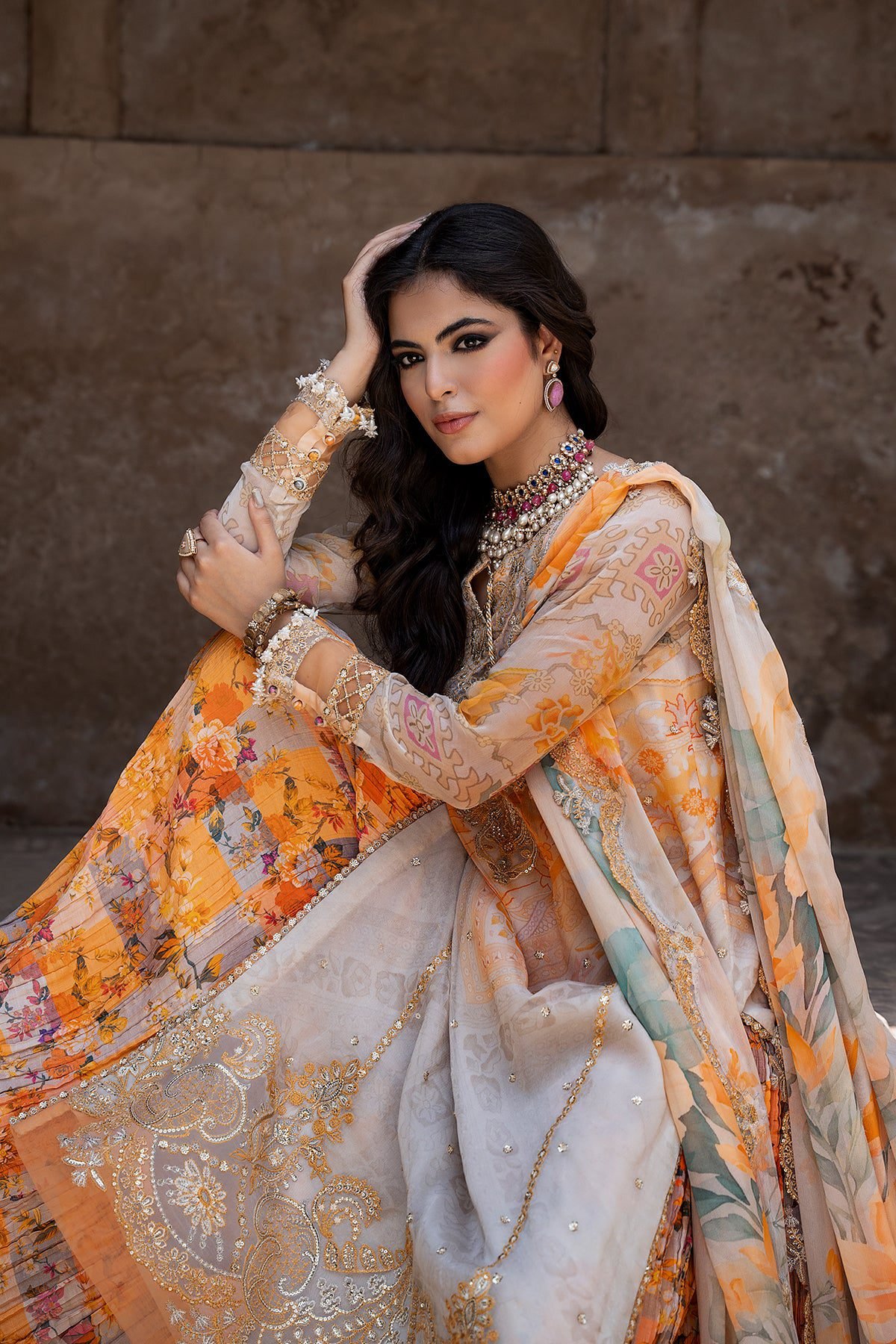Charizma 3-PC Unstitched Embroidered Chiffon Collection VSLW6-06 - Image 3
