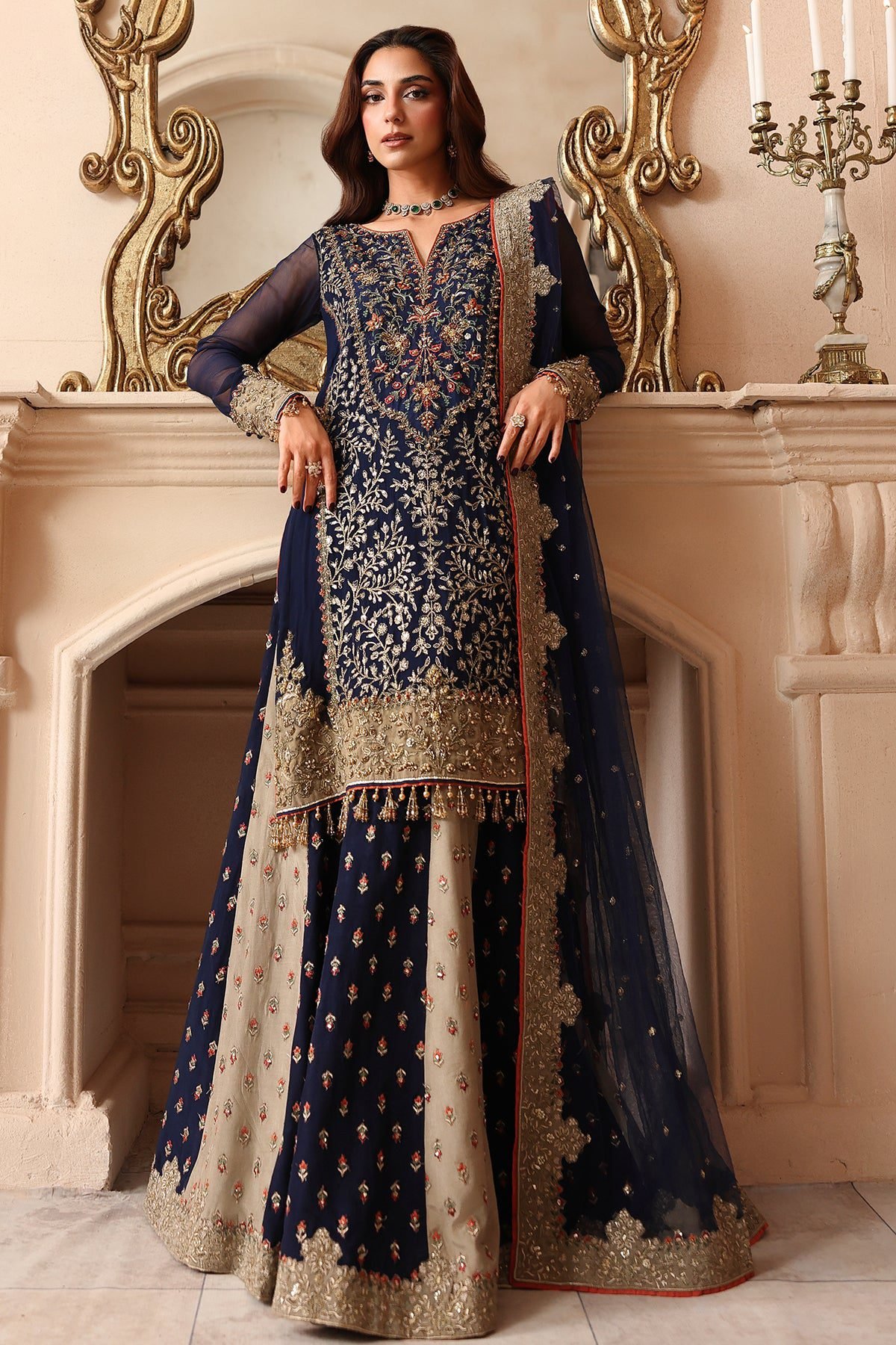 Charizma 3-PC Unstitched Embroidered Luxury Chiffon DJW6-02 - Image 4