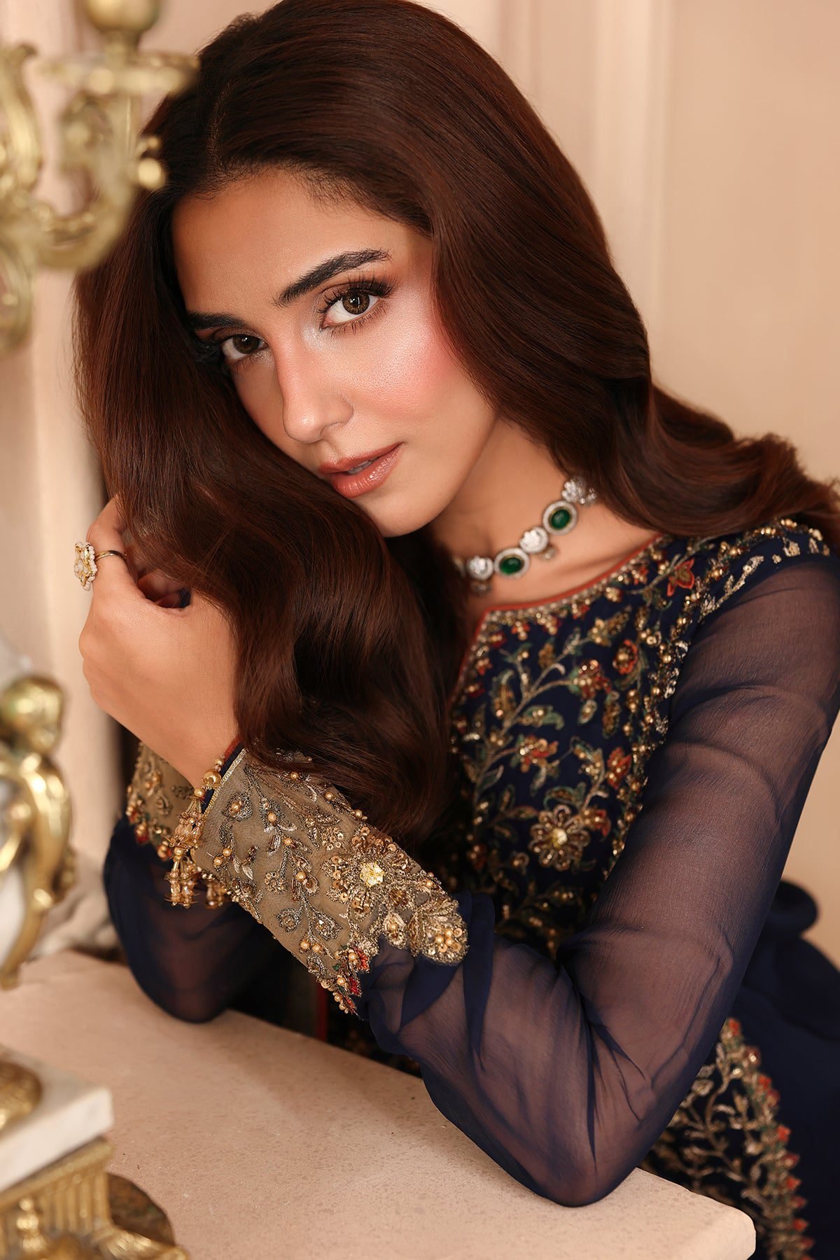 Charizma 3-PC Unstitched Embroidered Luxury Chiffon DJW6-02 - Image 3