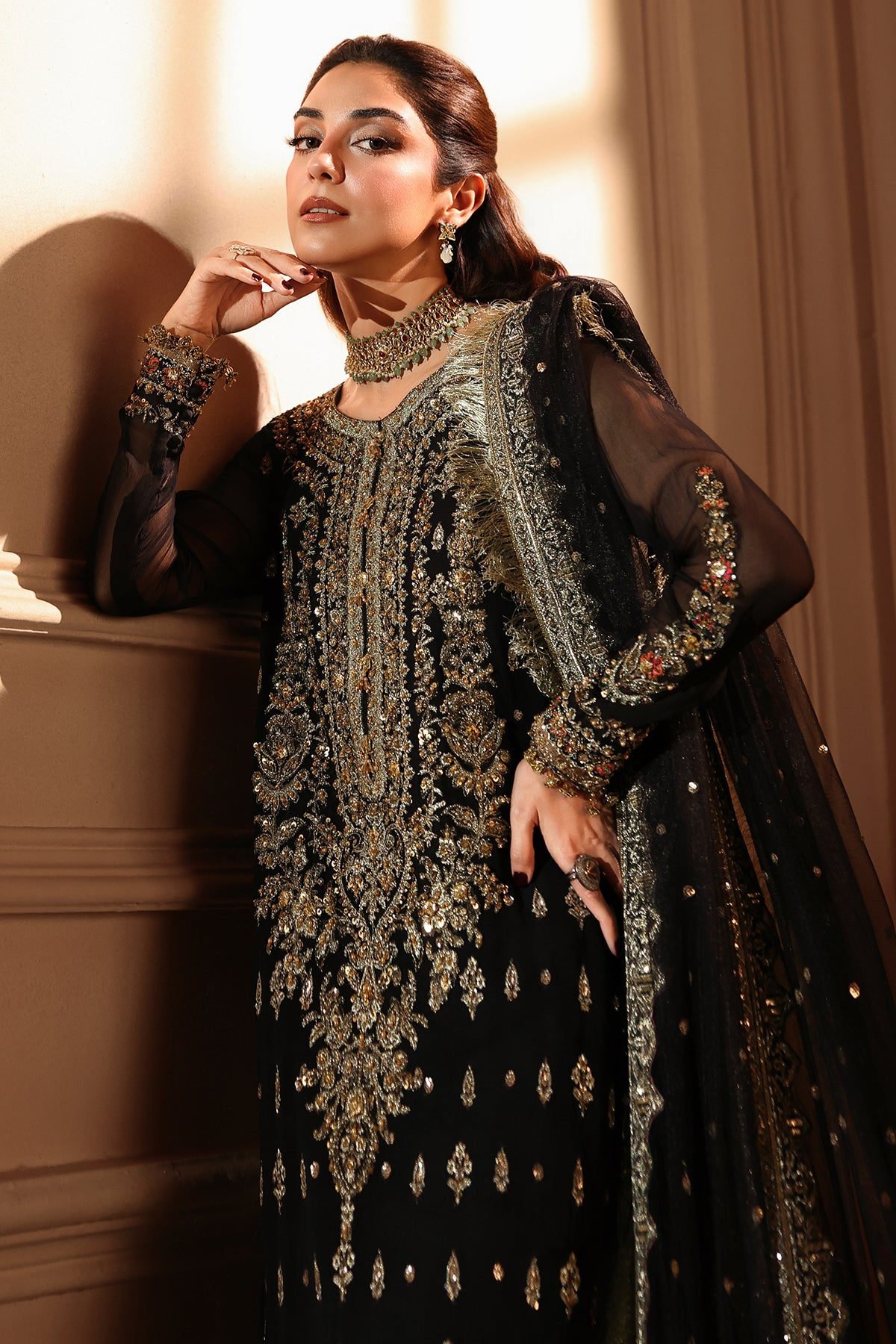 Charizma 3-PC Unstitched Embroidered Luxury Chiffon DJW6-04 - Image 4