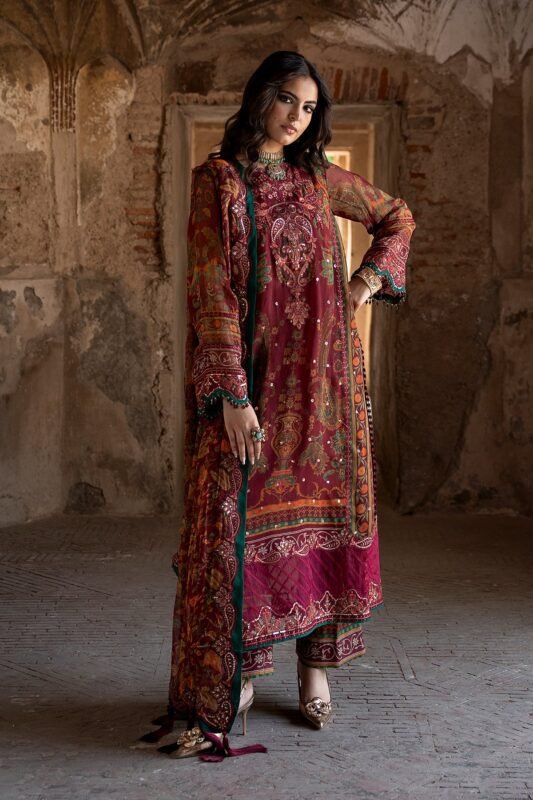 Charizma 3-PC Unstitched Embroidered Chiffon Collection VSLW6-04 - Image 3
