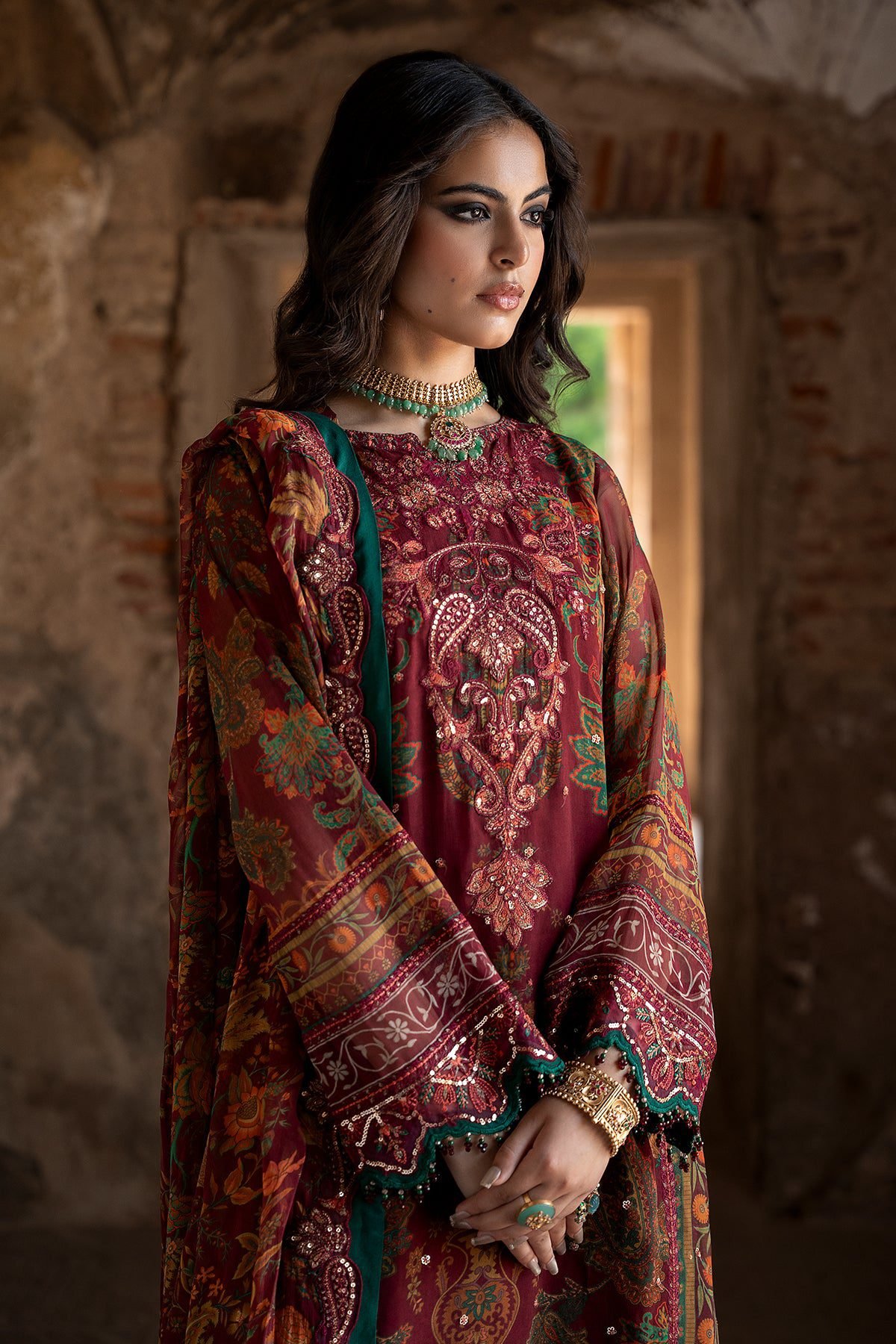 Charizma 3-PC Unstitched Embroidered Chiffon Collection VSLW6-04 - Image 4