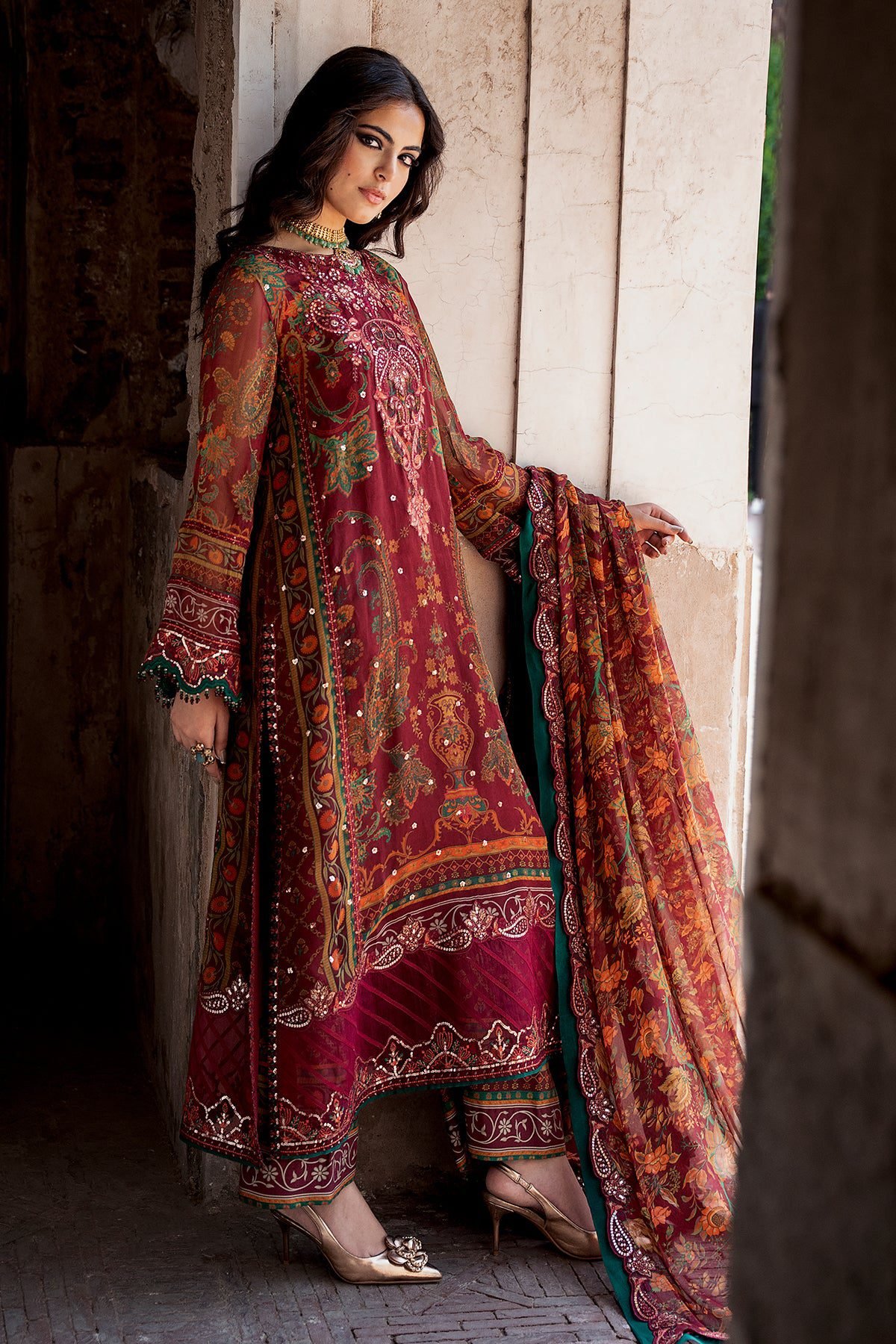Charizma 3-PC Unstitched Embroidered Chiffon Collection VSLW6-04