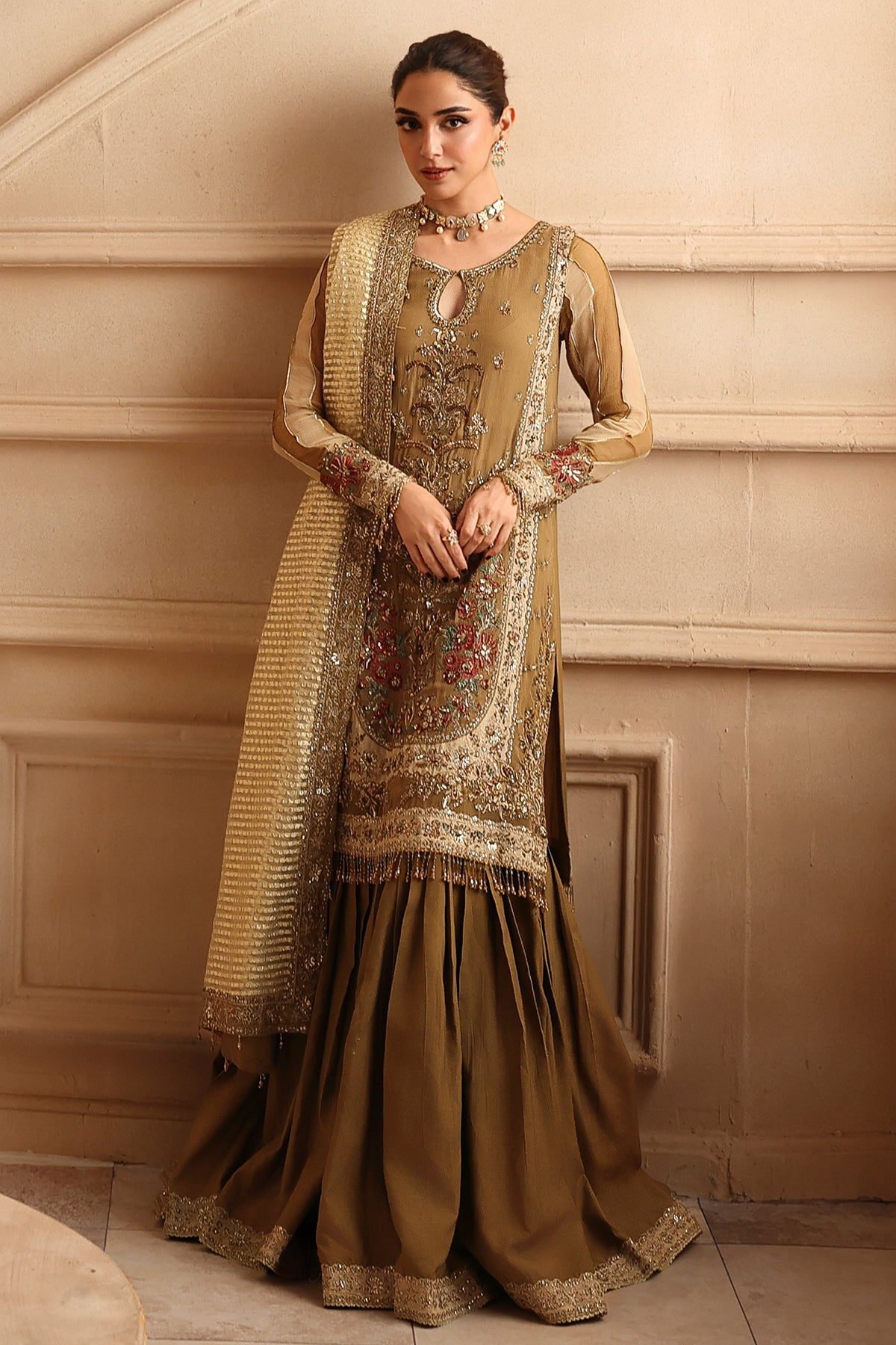 Charizma 3-PC Unstitched Embroidered Luxury Chiffon DJW6-06 - Image 3