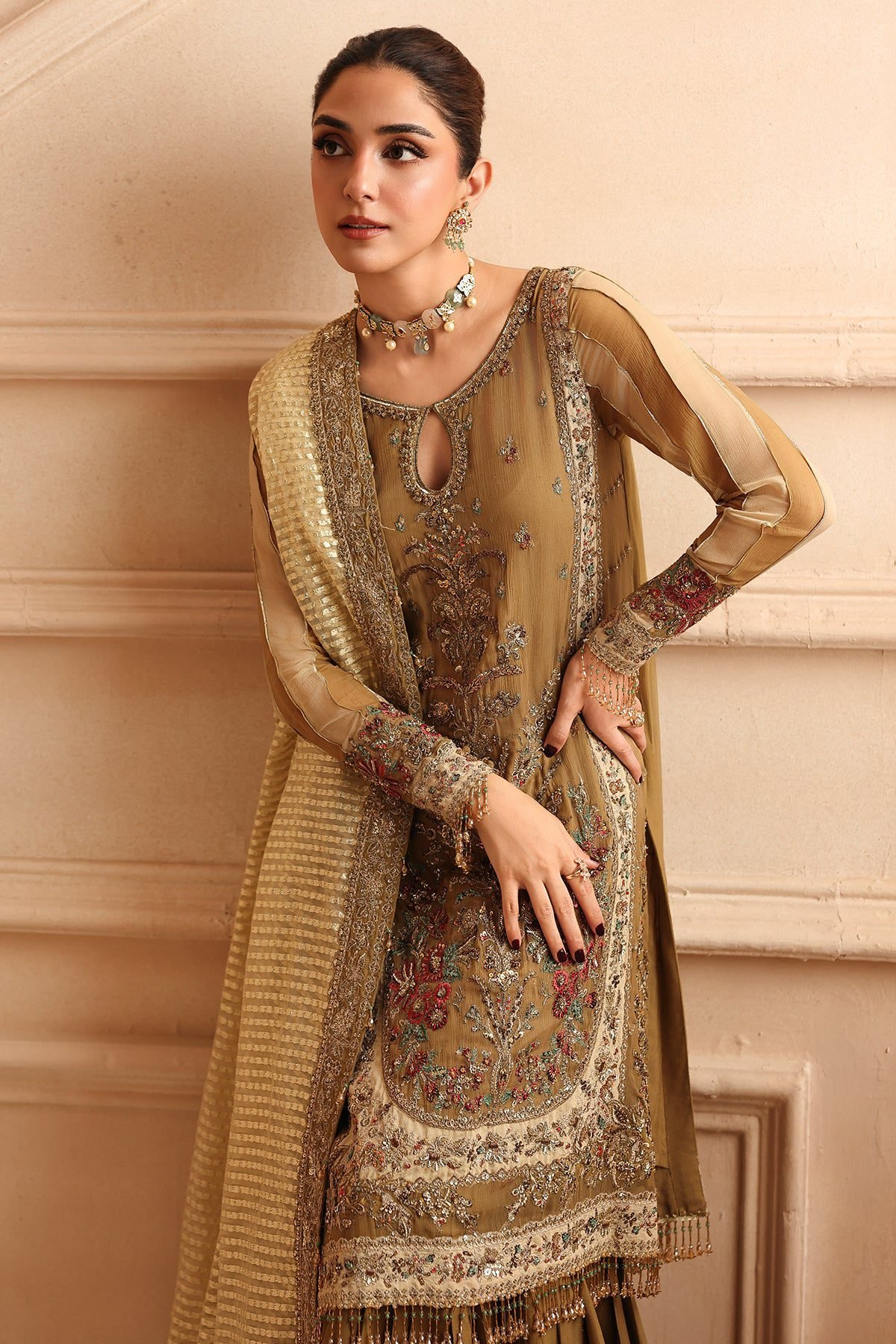 Charizma 3-PC Unstitched Embroidered Luxury Chiffon DJW6-06 - Image 2