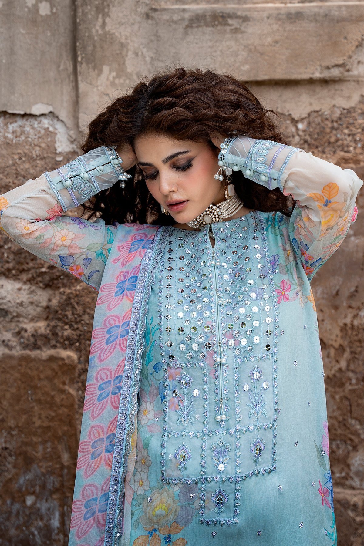Charizma 3-PC Unstitched Embroidered Chiffon Collection VSLW6-11 - Image 2