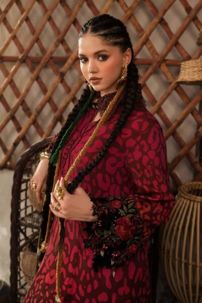 M Prints Maria B | Embroidered Linen Suit – Maroon (MPT-3101-A)