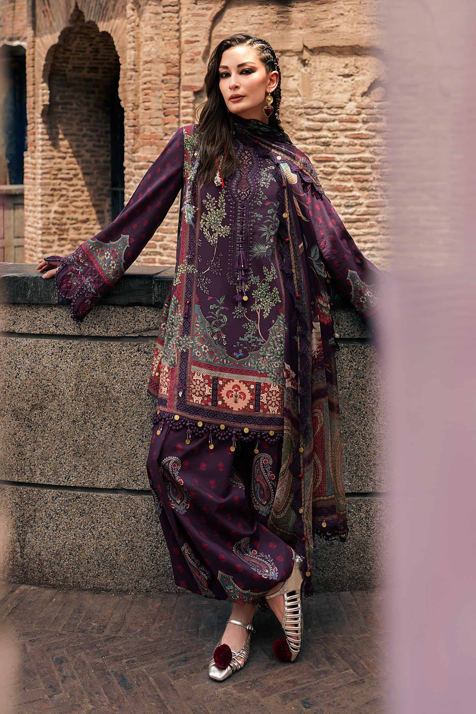 M Prints Maria B | Embroidered Cambric Suit – Purple (MPT-3102-B)
