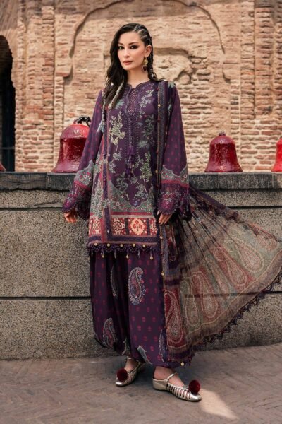 M Prints Maria B | Embroidered Cambric Suit – Purple (MPT-3102-B)