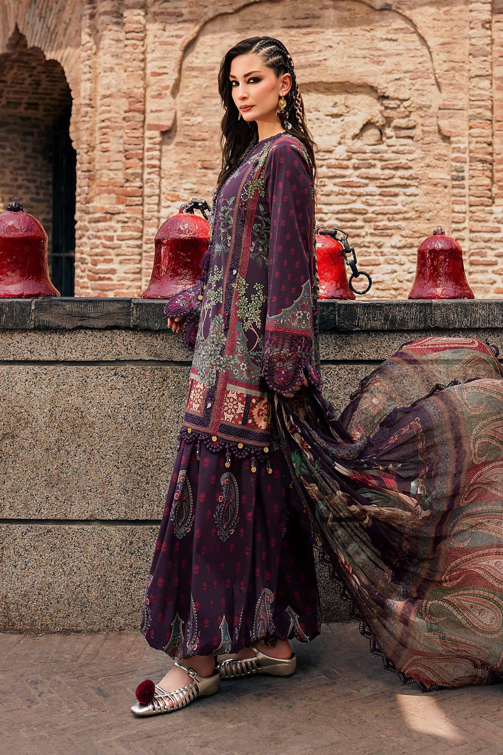 M Prints Maria B | Embroidered Cambric Suit – Purple (MPT-3102-B) - Image 3