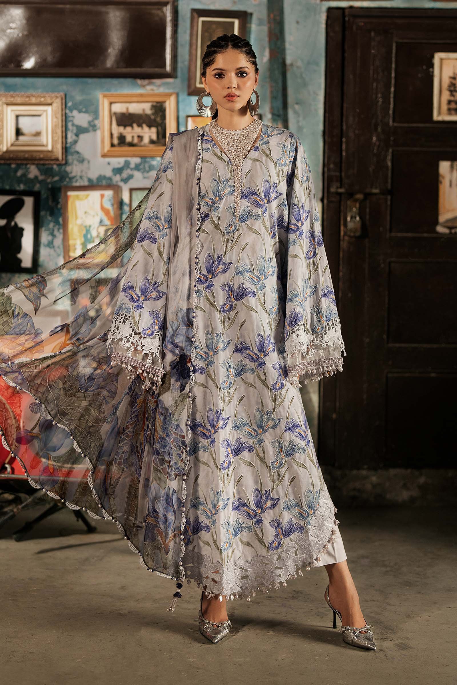 M Prints Maria B | Embroidered Cambric Suit – Lilac (MPT-3104-A) - Image 4