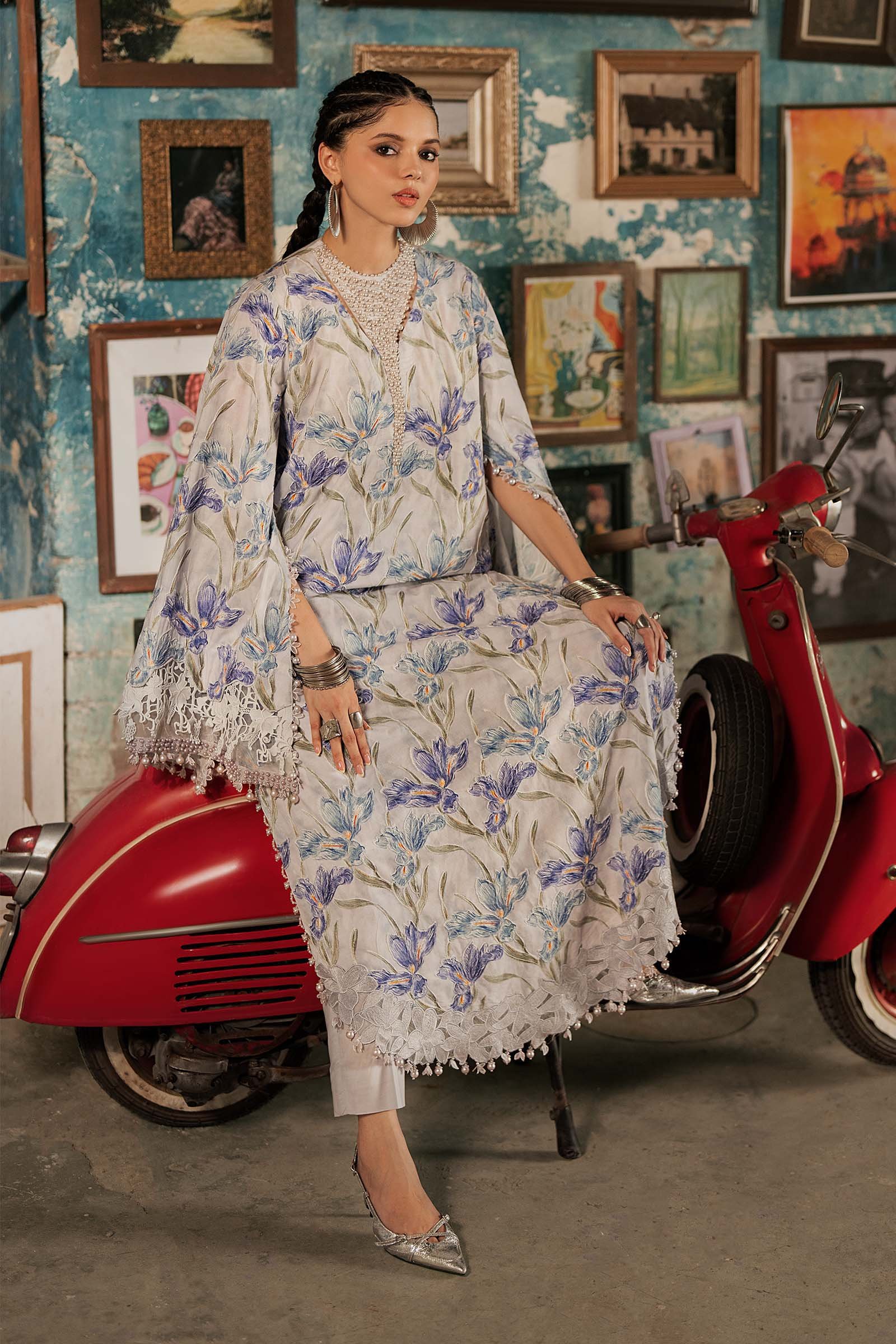 M Prints Maria B | Embroidered Cambric Suit – Lilac (MPT-3104-A) - Image 3