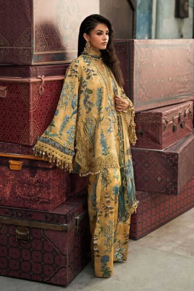 M Prints Maria B | Embroidered Cambric Suit – Mustard (MPT-3106-A)