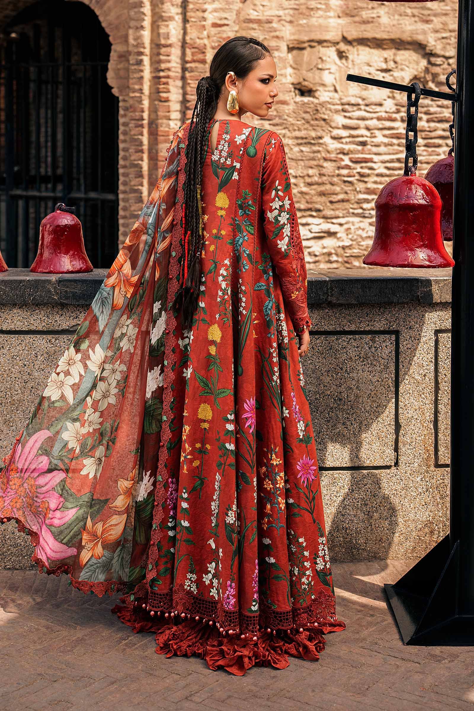 M Prints Maria B | Embroidered Cambric Suit – Rust (MPT-3106-B) - Image 3